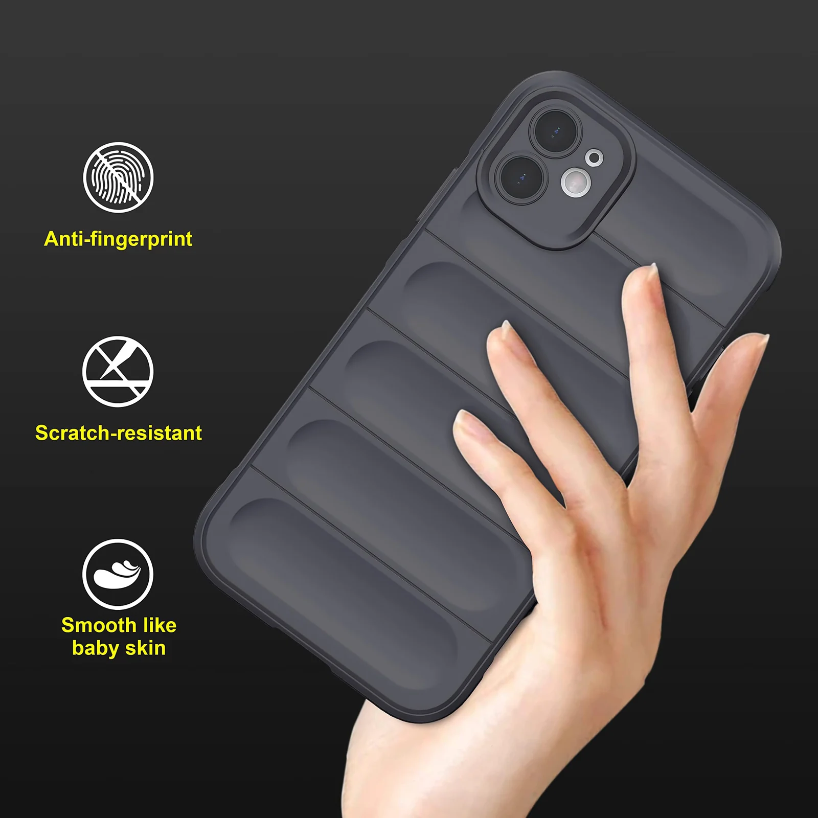DL3 Mobilak Soft Silicone Protective Case for Apple iPhone 11 with Camera Protection and Shockproof Design - Dark Gray