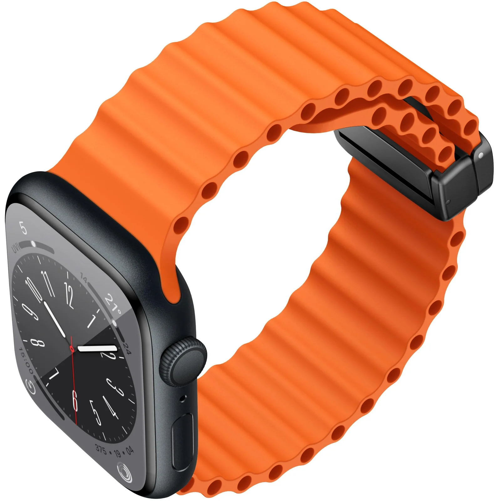 DL3 Mobilak Strap Ocean For Apple Watch Ultra Bands 49mm 45mm 44mm 42mm, Soft Silicone Magnetic Buckle Sport Replacement Strap for iWatch Ultra 2 Ultra SE Series 9 8 7 6 5 4 3 2 1 - Orange