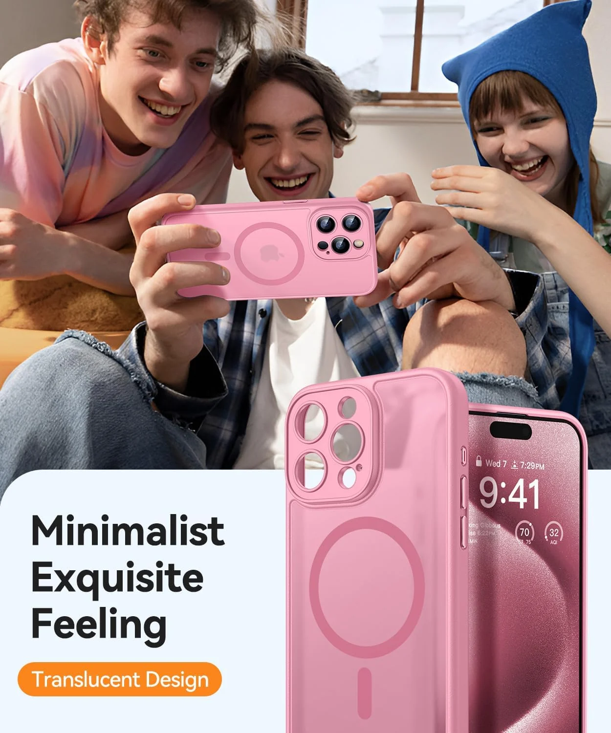 DL3 Mobilak Magnetic for iPhone 11 6.1-Inch Case, Upgraded [Full Camera Protection] [Compatible with MagSafe] [Translucent Matte] Shockproof Protective Phone Cover for iPhone 11 - Pink