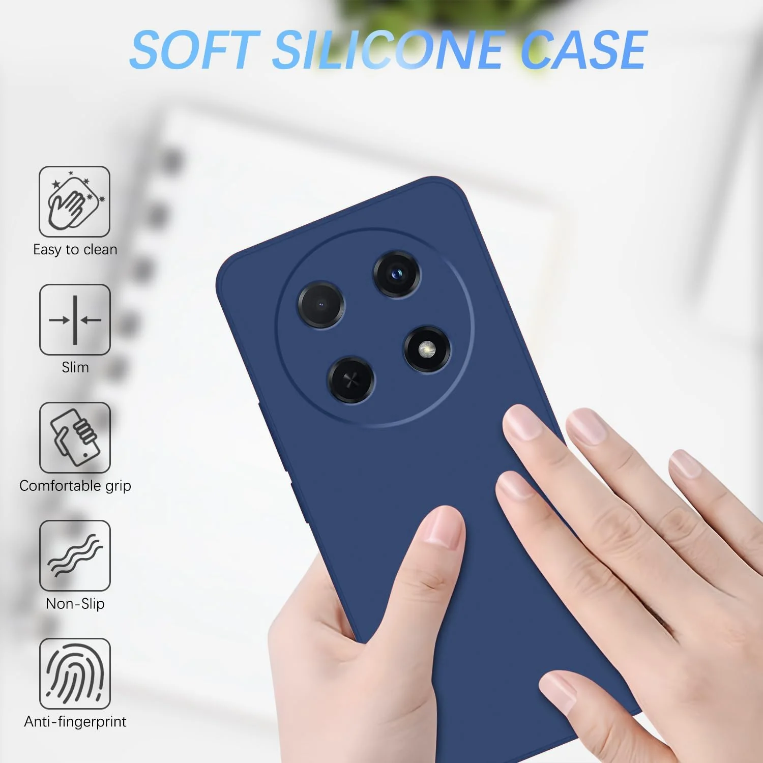 DL3 Mobilak Liquid Silicone Case for Huawei nova 12i, Shock-absorbing protection, Scratch-resistant surface, Soft microfiber lining - Royal Blue