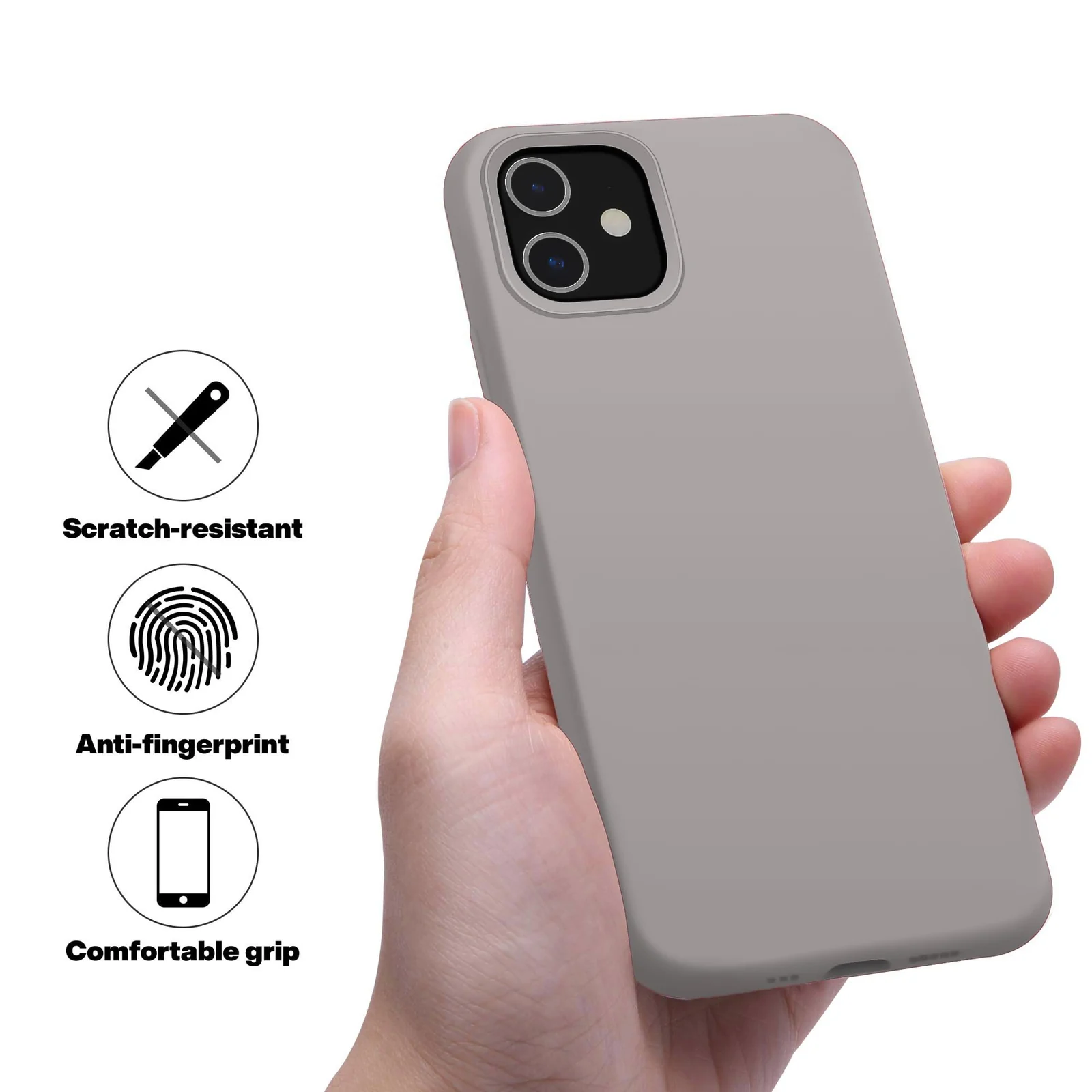 DL3 Mobilak Liquid Silicone Case for iPhone 11 (6.1 Inch), Shock-absorbing protection, Scratch-resistant surface, Soft microfiber lining - B.Stone