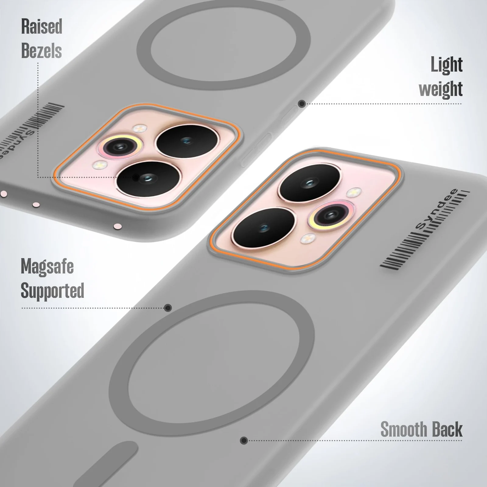 DL3 Mobilak Matte MagSafe-Compatible Magnetic Case for realme 15 5G / realme 15 Pro 5G with Camera Protection and Ring Holder - Gray