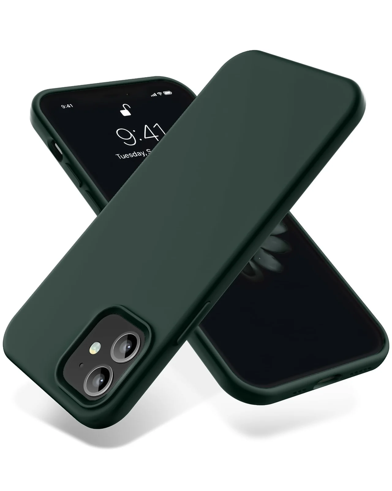 DL3 Mobilak Compatible with iPhone 11 (6.1 Inch) Case, Liquid Silicone Case, Full Body Protective Cover, Shockproof, Slim Phone Case, Anti-Scratch Soft Microfiber Lining - Oliv Green