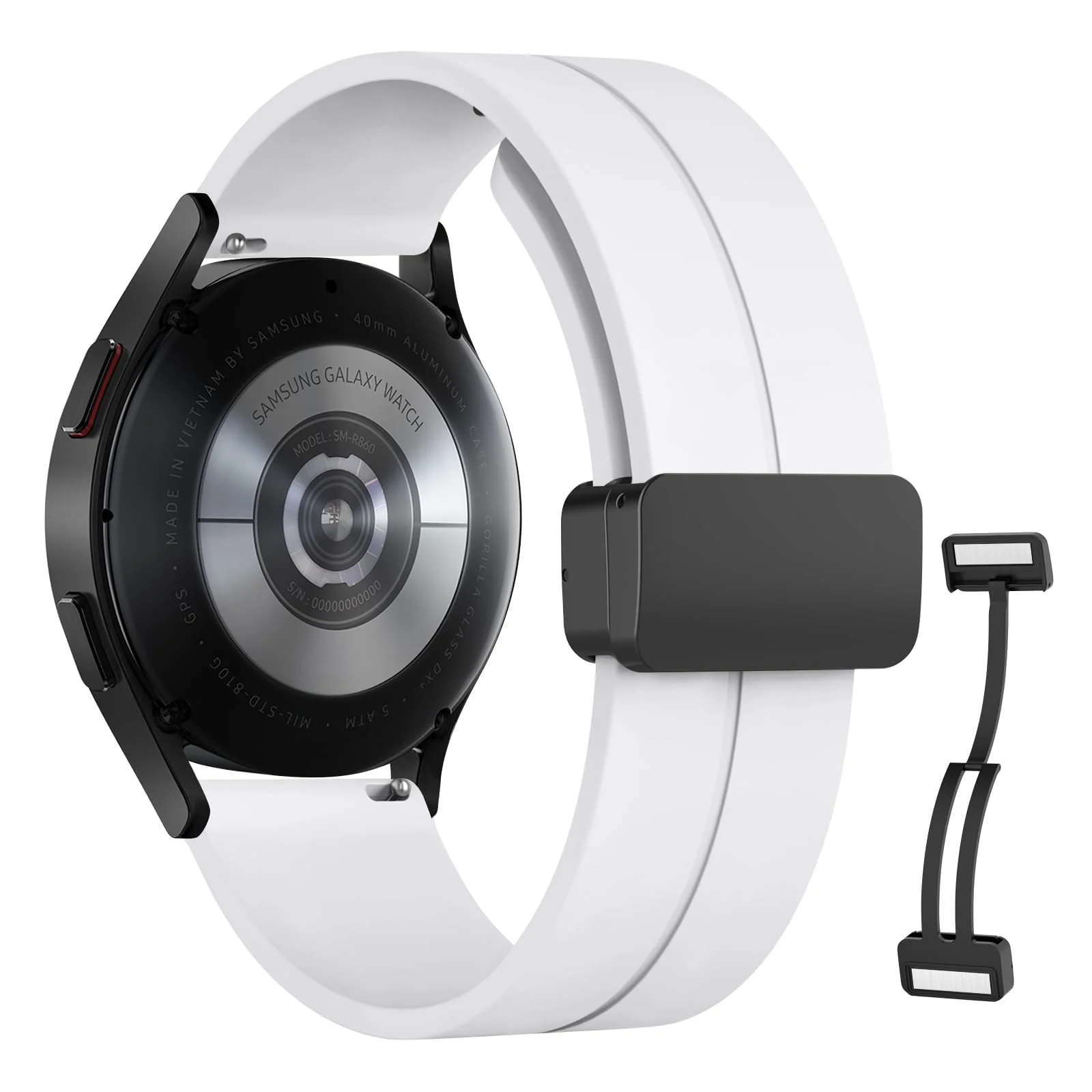 DL3 Mobilak 22MM Silicone Band Magnetic Clasp Strap For Xiaomi Redmi Watch 5 Active/5 Lite/Compatible with Samsung Galaxy Watch 46mm/Watch 3 45mm/Gear S3/Huawei watch (GT6 GT5 GT4 GT3 GT2 GT - White