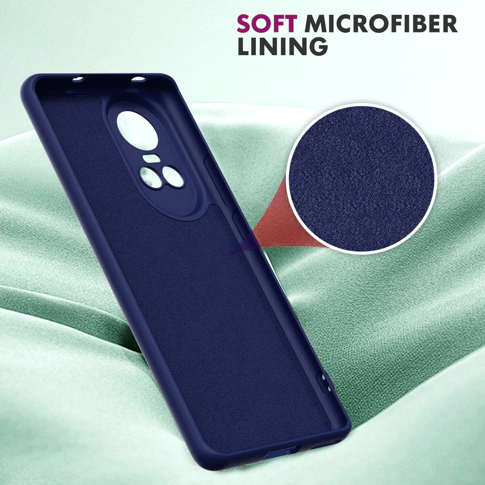 DL3 Mobilak Liquid Silicone Protective Case for OPPO Reno 10 with Microfiber Lining and Shockproof Design - Blue 2