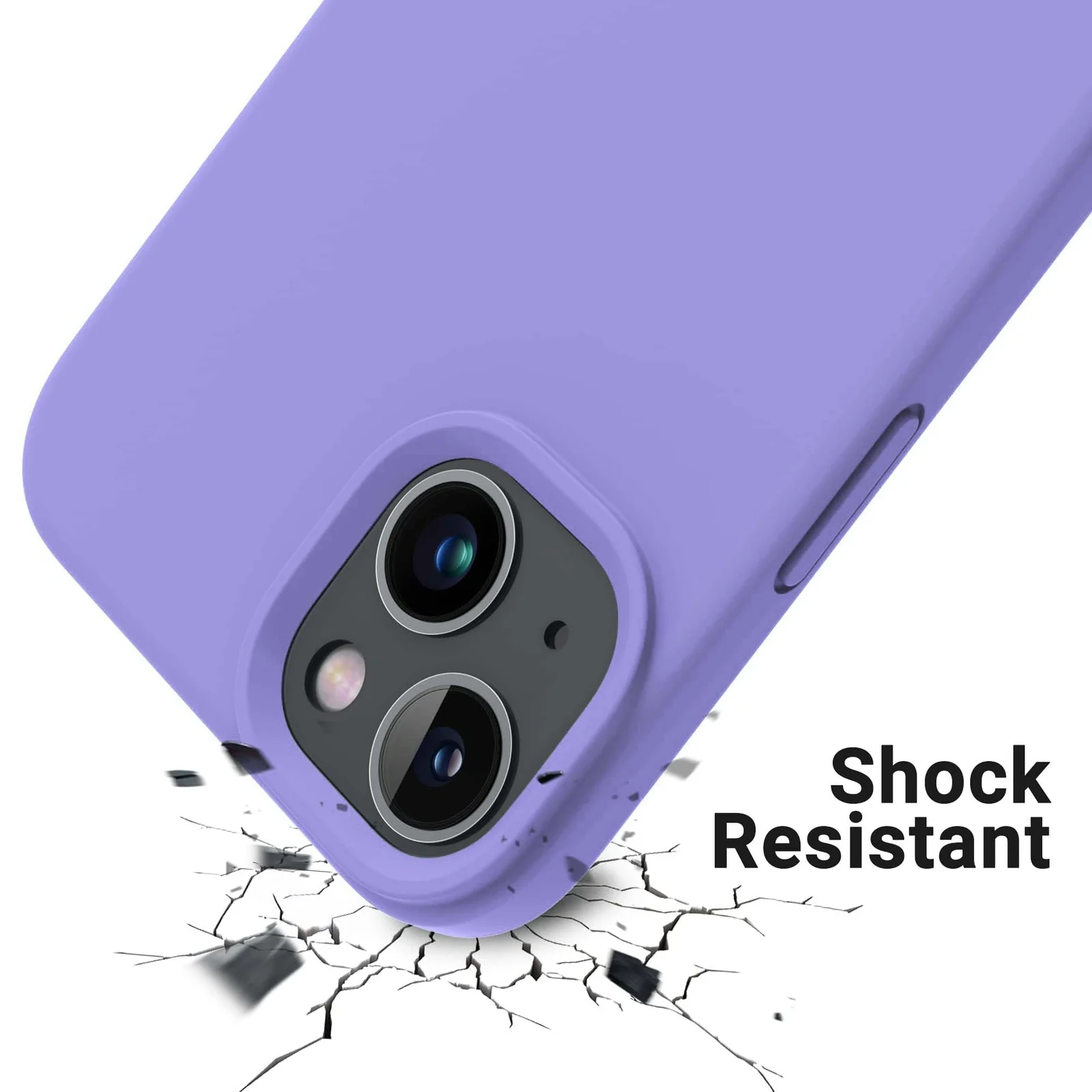 "DL3 Mobilak Compatible with iPhone 15 Plus/iPhone 14 Plus Case 6.7"", Slim Liquid Silicone 3 Layers Soft Gel Rubber Cover Protective Phone Case with Anti-Scratch Microfiber Lining - Light Purple"
