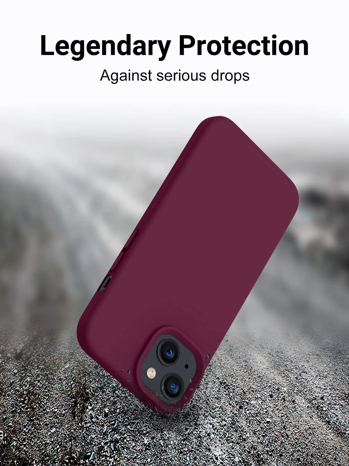 "DL3 Mobilak Liquid Silicone Protective Case with Soft Microfiber Lining for iPhone 15 Plus, iPhone 14 Plus "" - Wine Red"
