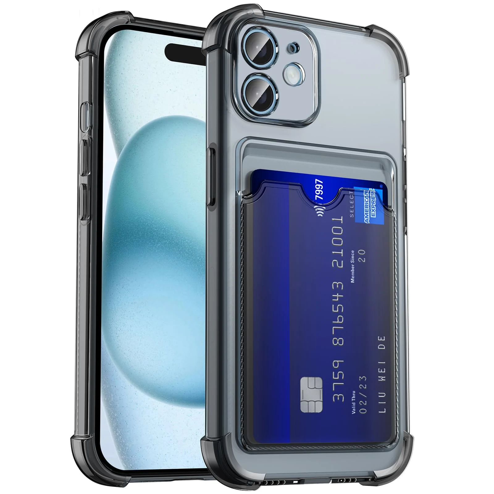 DL3 Mobilak Clear TPU Wallet Case with Card Slot and Camera Protection for iPhone 11 6.1-Inch - Black