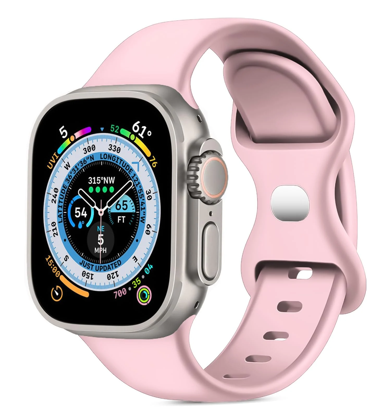 DL3 Mobilak Band with Case For Apple Watch Ultra/Ultra 2 49mm, Adjustable Silicone Sport Wristband Replacement, Strap With Cover Built-in Glass Screen Protector for iWatch Ultra 49 mm - A.Pink