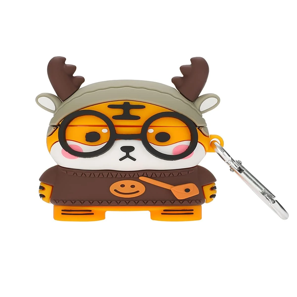 DL3 Mobilak AirPods Pro Case Soft Silicone Shockproof Cover for Apple AirPods Pro, New 3D Cute Cartoon Creative Fun Case Skin with Keychain Design for AirPods Pro Charging Case 2019 - Antlers Tiger