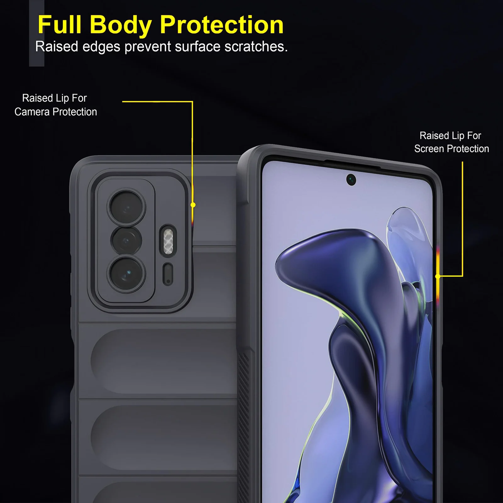 DL3 Mobilak Silicone Case for Xiaomi 11T/Xiaomi 11T Pro 5G Heavy Duty Protective [Slim Fit] Shockproof Soft Protective Design Shock-Absorption TPU Cover With Camera Protection - Dark Gray