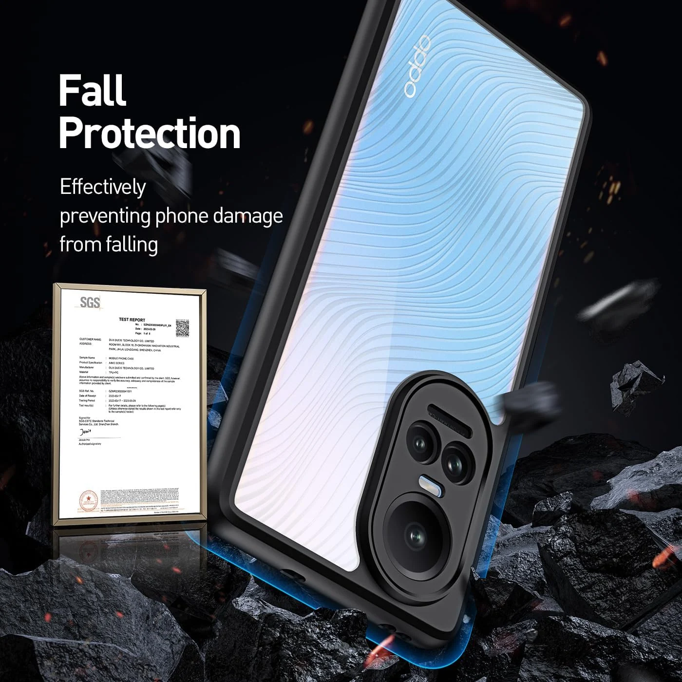 DL3 Mobilak Compatible with OPPO Reno 10 5G / Reno 10 Pro 5G Case Waterproof, Full-Body Heavy Duty Shockproof Phone Case, Translucent Matte Cover, Built-in Camera Lens Protective - Black