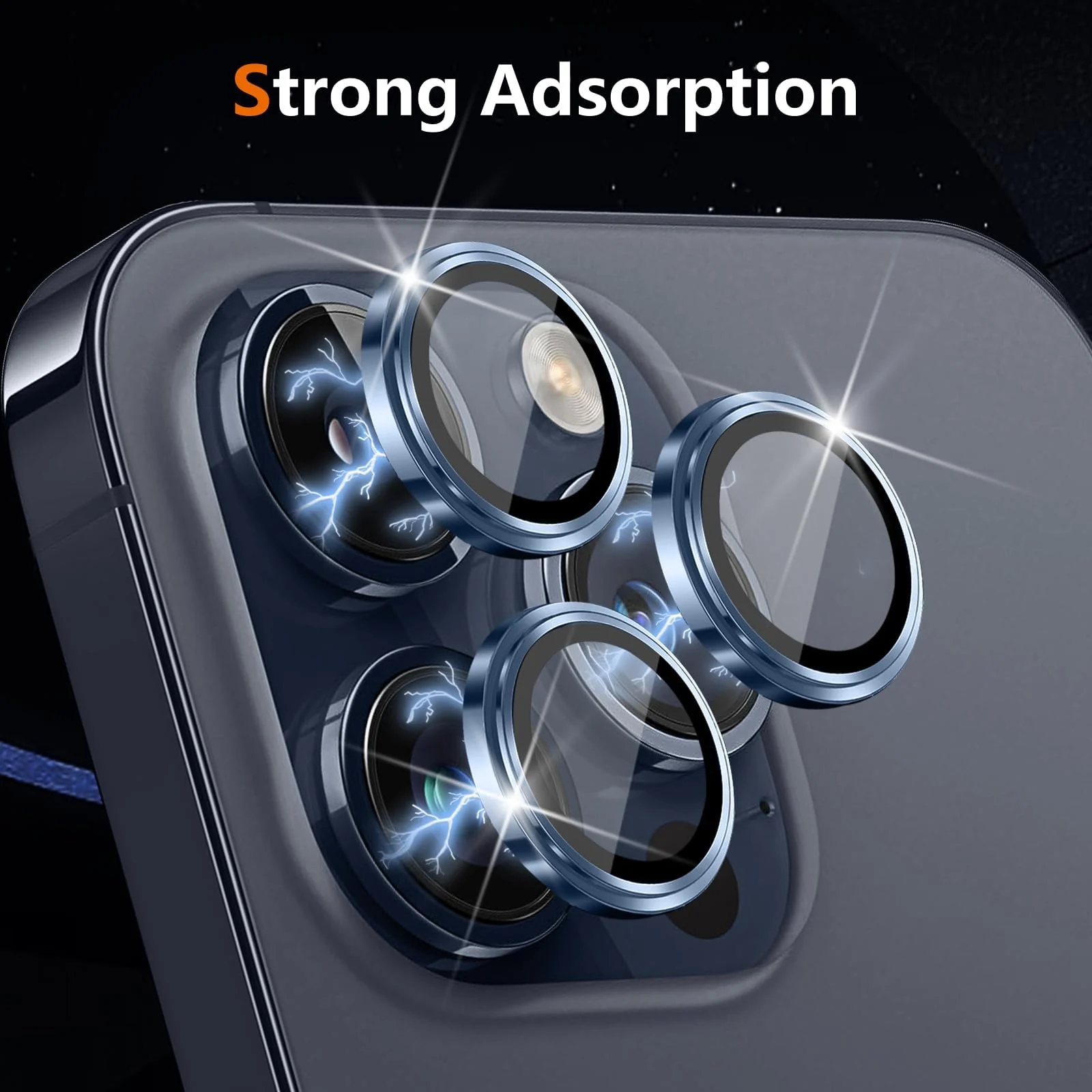 DL3 Mobilak Camera Lens Protector For iPhone 15 Pro/iPhone 15 Pro Max, [Keep Original Shooting] Tempered Glass Screen Protector Metal Individual Camera Cover, Case Friendly - Blue