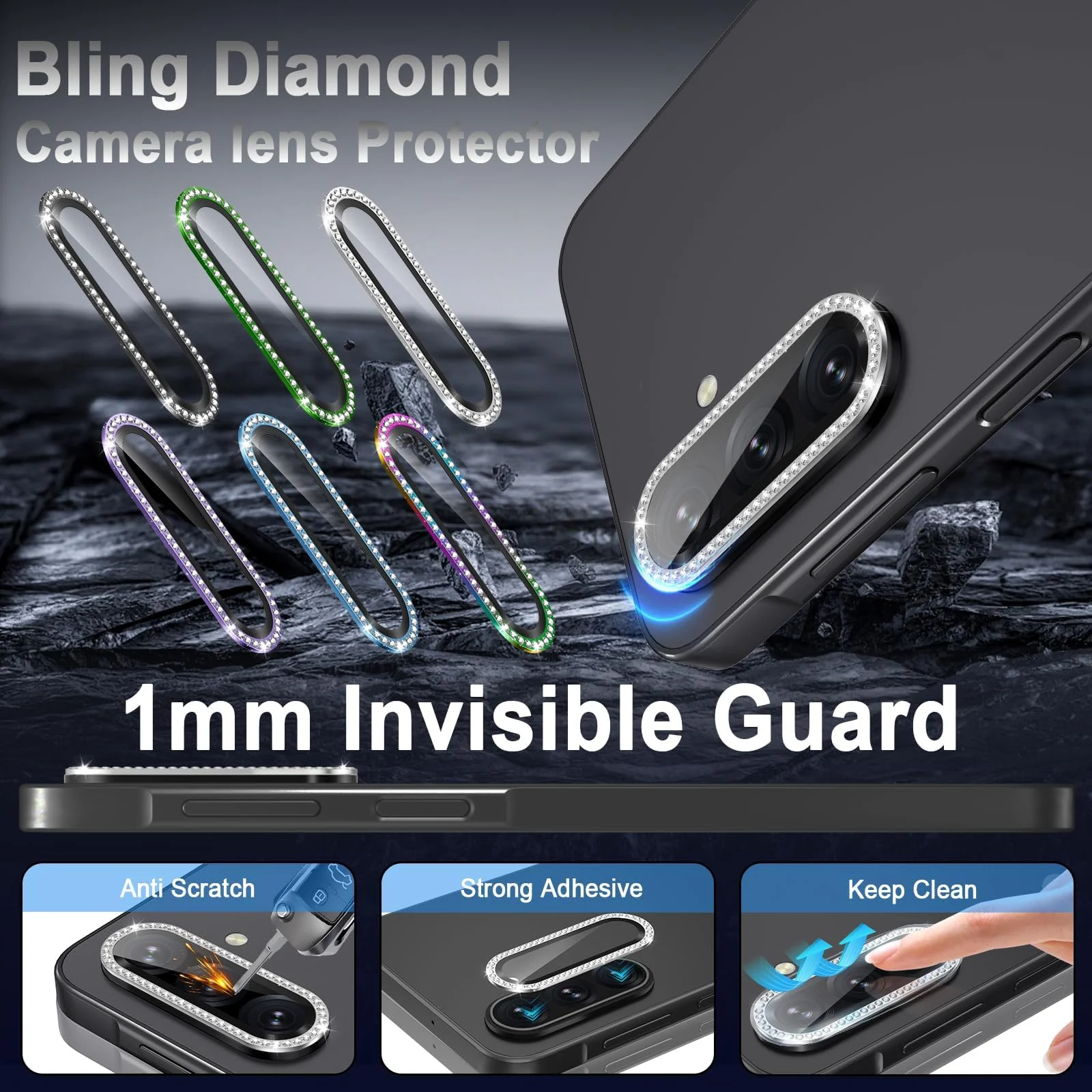 DL3 Mobilak Camera Lens Protector for Samsung Galaxy A17 5G/4G Accessories, 9H Tempered Glass Metal Individual Ring Camera Cover Screen Protector, Case Friendly, Anti Scratch - Diamond Silver