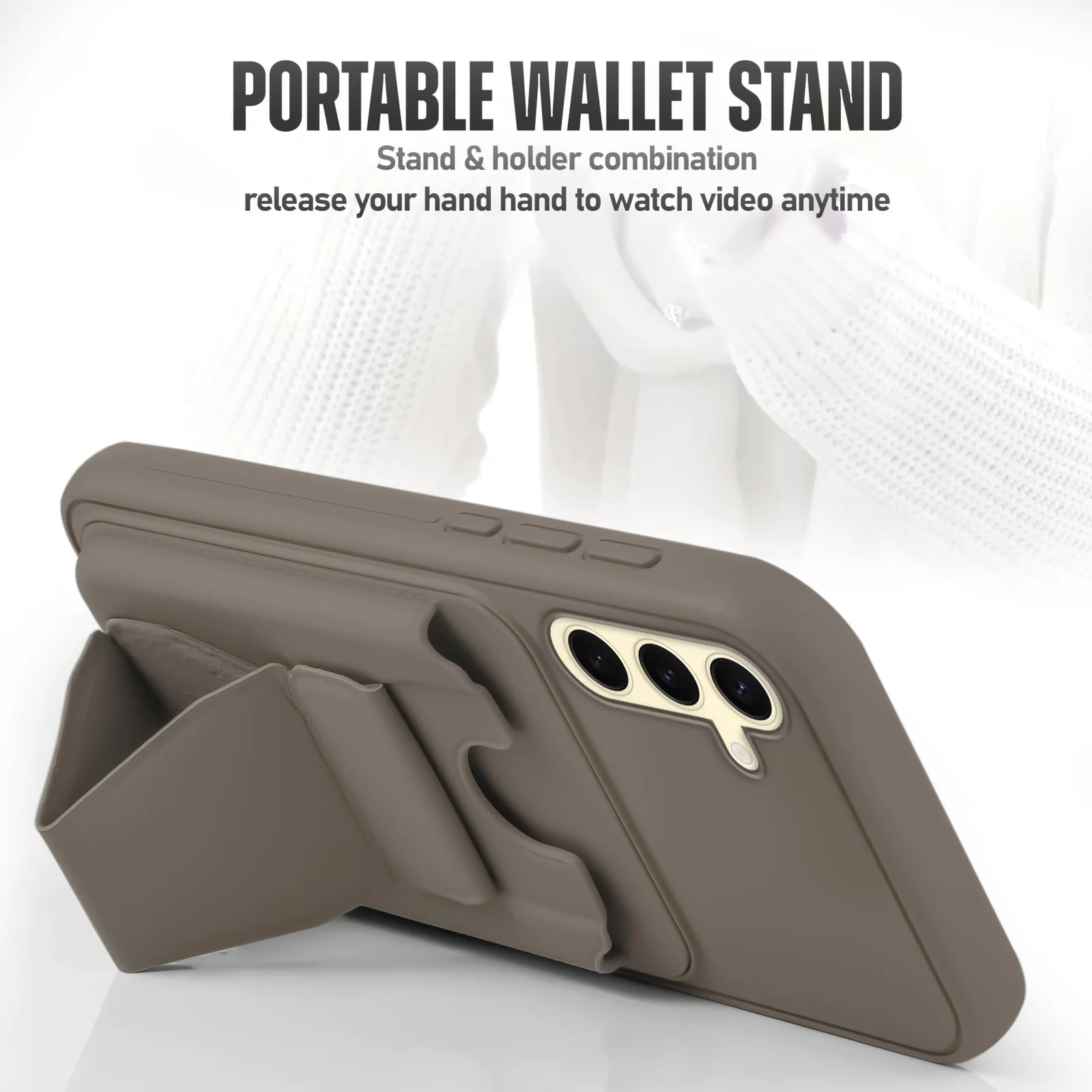 DL3 Mobilak Leather Wallet Case with Card Slot for Samsung Galaxy S25 FE with Camera Protection and Shockproof Design - Titanium