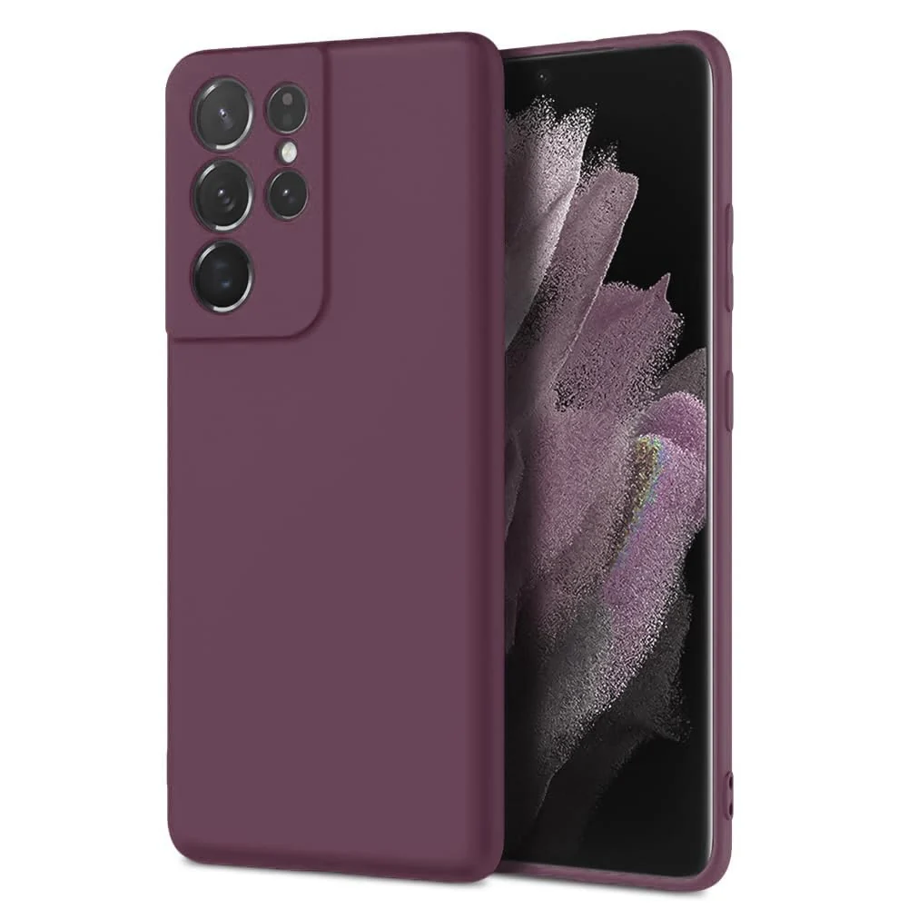 DL3 Mobilak Soft Silicone Gel Bumper Case for Samsung Galaxy S21 Ultra 5G - Wine Red