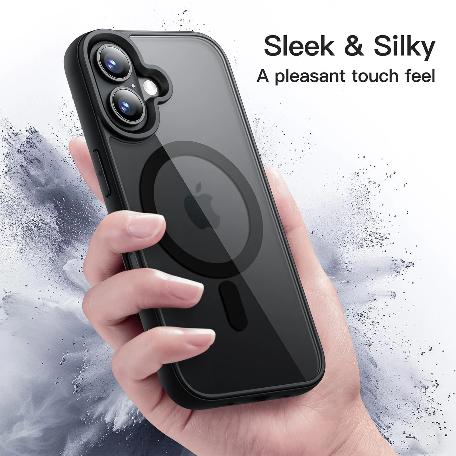 DL3 Mobilak Translucent Matte Case for iPhone 16 6.1-Inch Compatible with, Compatible with MagSafe accessories, Shock-absorbing protection, Scratch-resistant surface - Black