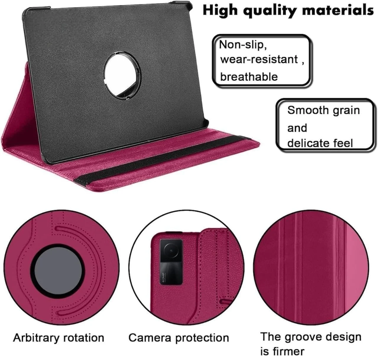 DL3 Mobilak Protective Cover for Xiaomi Pad 7 / Xiaomi Pad 7 Pro 2024 11.2 inch, 360° Rotatable Smart Stand, Leather Folio Flip Cover with Multi-Angle Viewing, Auto Wake Sleep - Pink