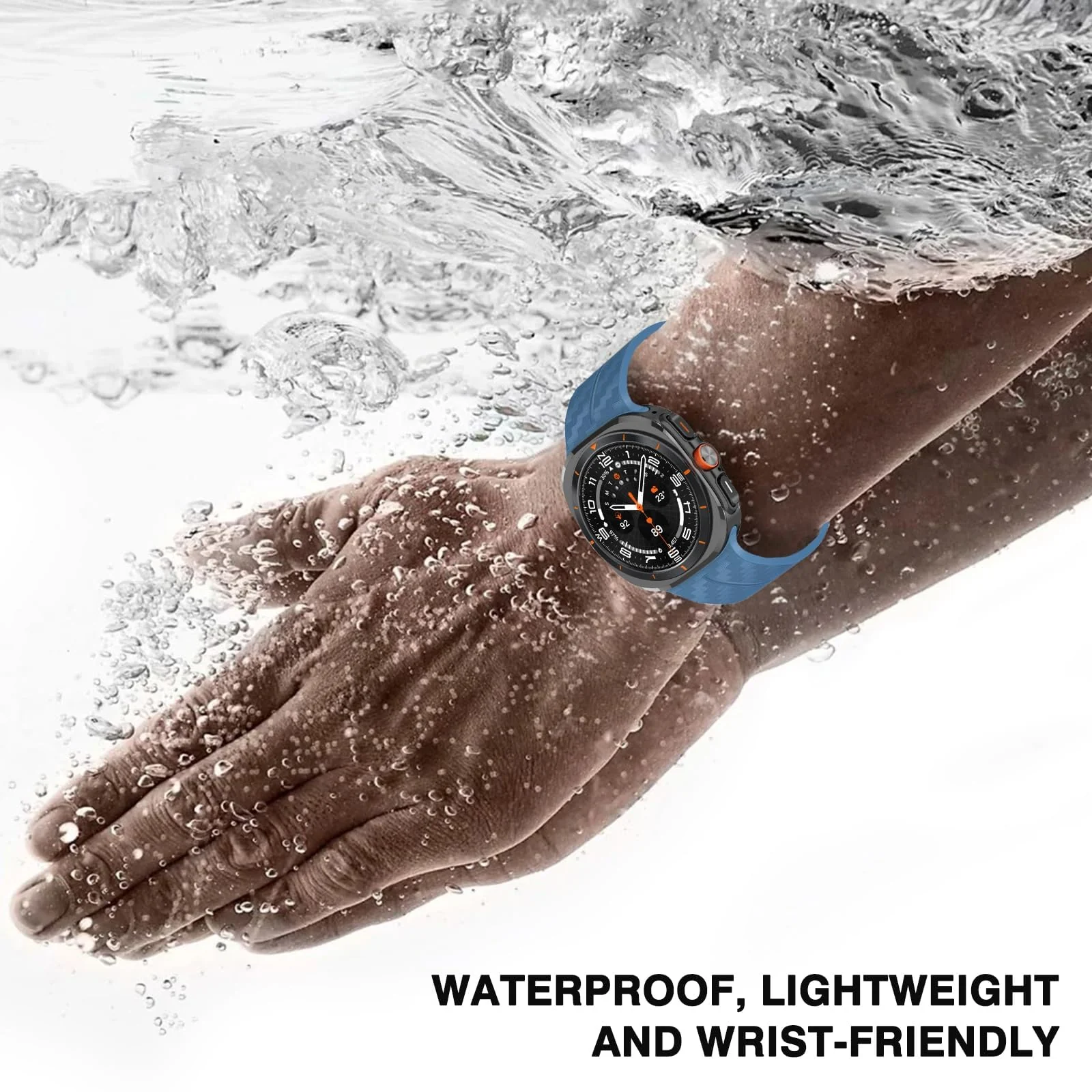 DL3 Mobilak Compatible for Samsung Galaxy Watch Ultra Band 47mm for Men Women, Soft Silicone Waterproof Sport Strap with Magnetic Clasp, Stylish Carbon Fiber Replacement Galaxy Watch 7 Ultra Bands - Light Blue