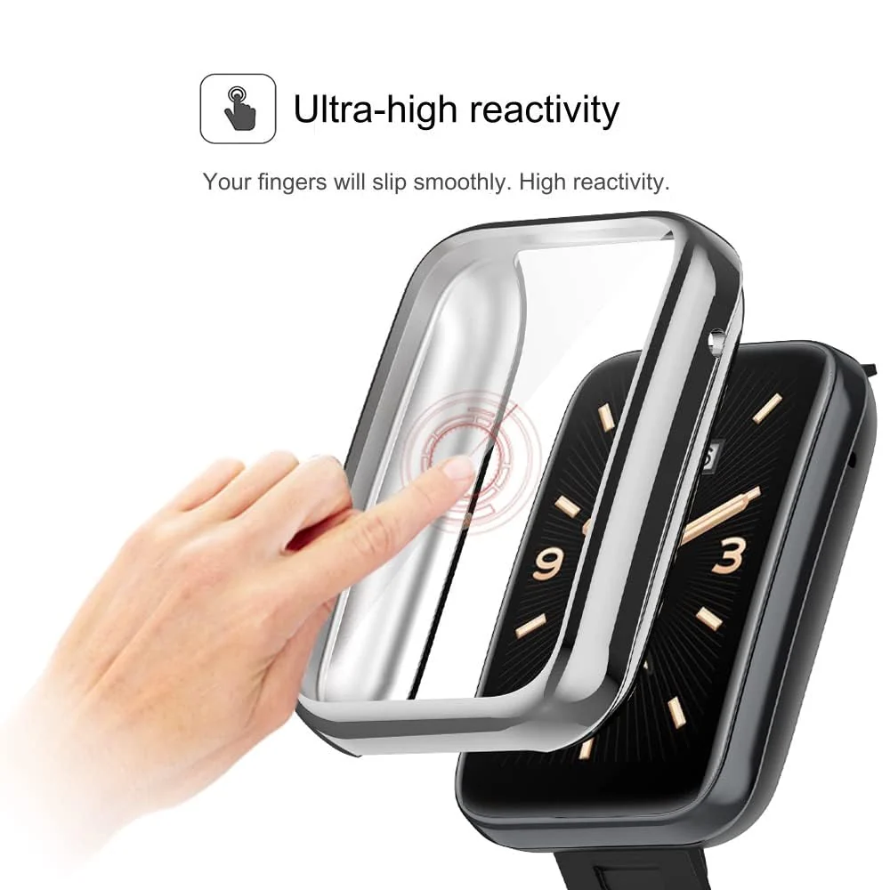 DL3 Mobilak Case Compatible with Xiaomi Mi Band 7 Pro Case All-Around with Built-in Screen Protector Watch Soft TPU Shockproof Cover Slim Guard Thin Bumper Shell Protector - Silver