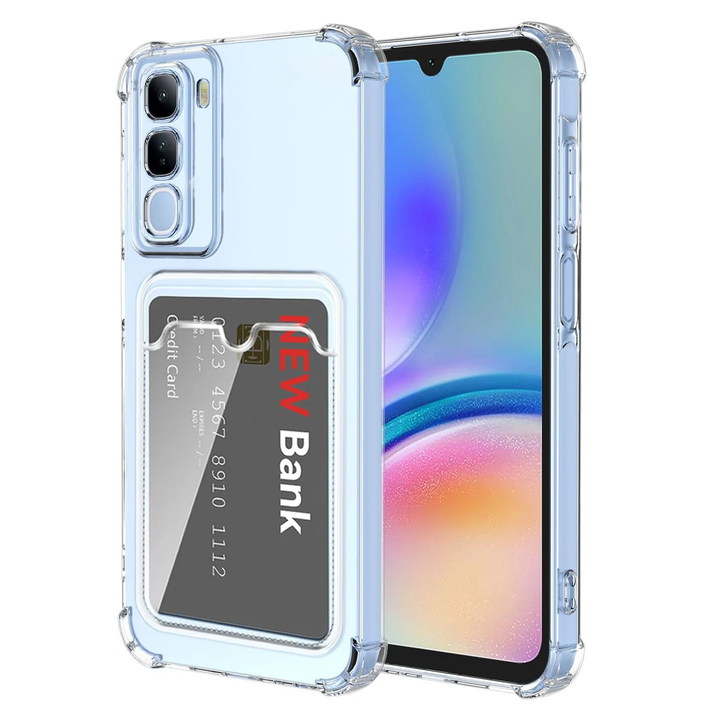DL3 Mobilak Vivo V40 Lite 4G Case Clear Card Holder Back Wallet Crystal Transparent Soft TPU Shockproof Bumper Corner Drop Protection Phone Case Cover Camera Protection - Transparent