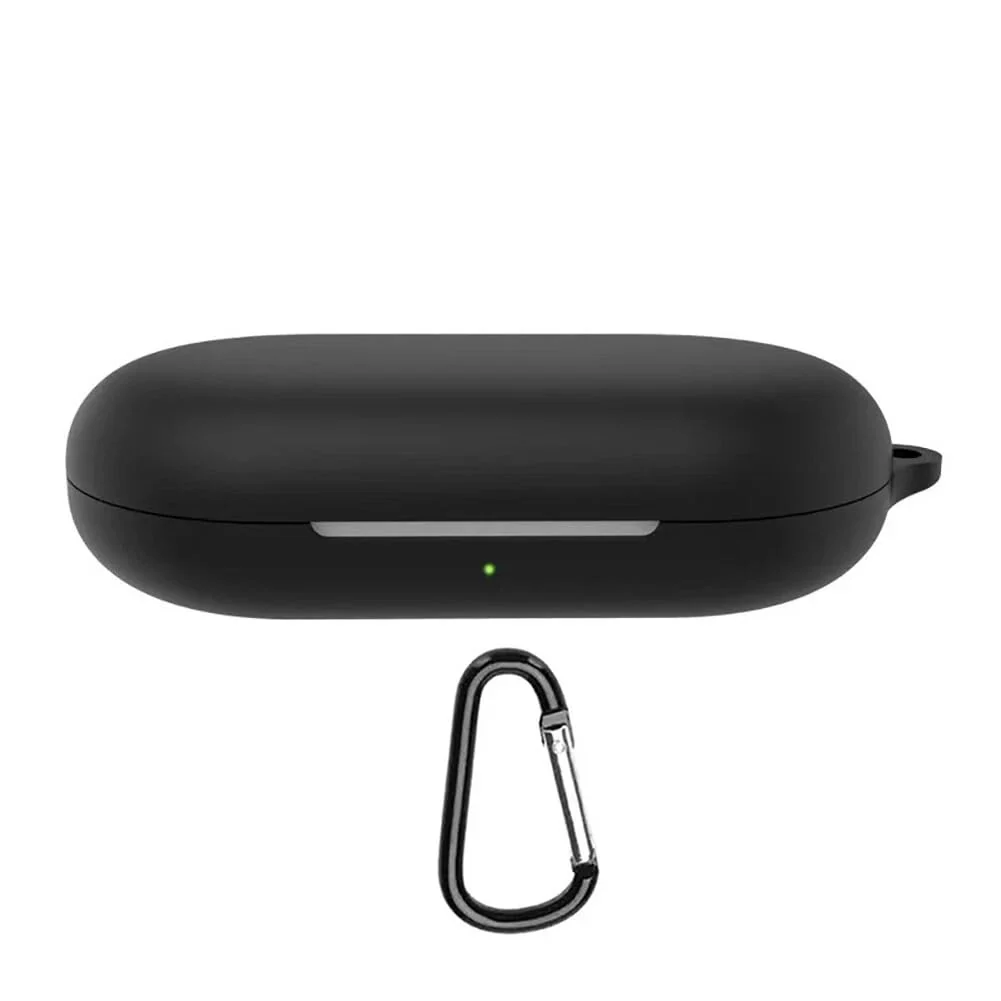 DL3 Mobilak Compatible with Anker SoundCore V20i Case Cover, Soft Silicone Shockproof Protective Case Wireless Earbuds with Carabiner, Front LED Visible - Black