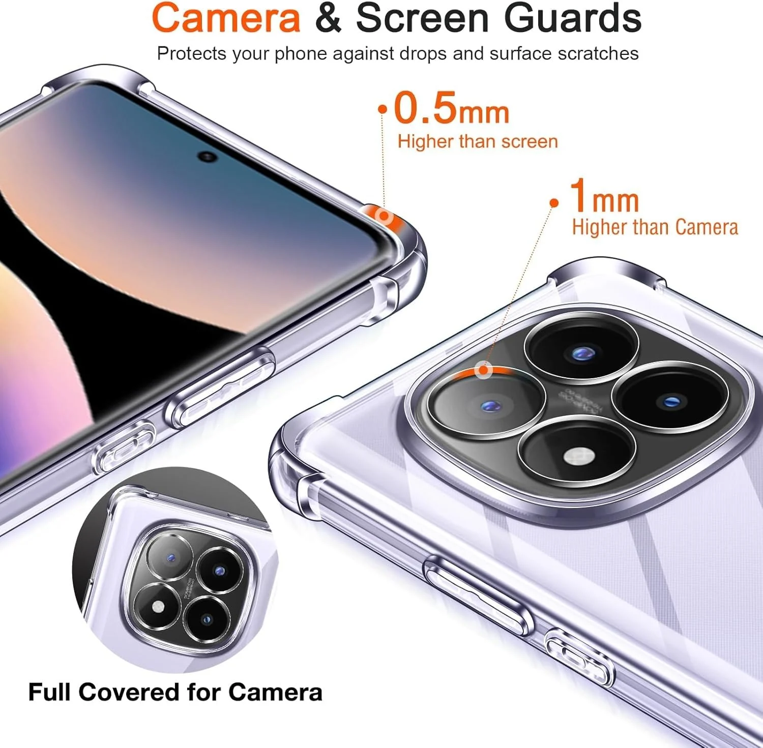 DL3 Mobilak Clear TPU Protective Case for Xiaomi Redmi Note 14 Pro Plus 5G (Not for Redmi Note 14 Pro 5G) with Camera Protection and Shockproof Design - Clear
