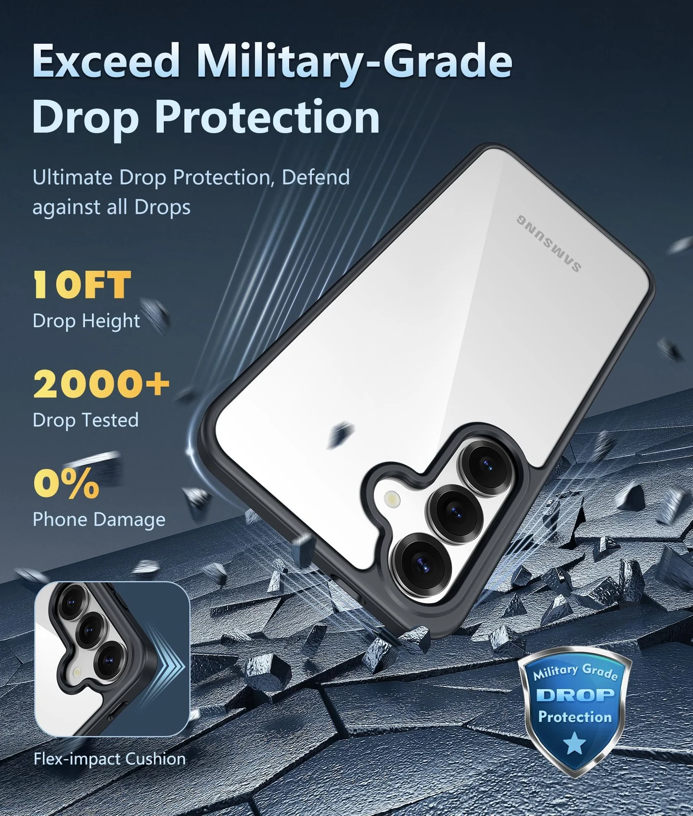 DL3 Mobilak Compatible with Samsung Galaxy S25+ Plus 6.7-Inch Case, Military-Grade Shockproof Anti-Yellowing, Supports Wireless Charging, Slim Protective Phone Case Full Bumper Cover - Black