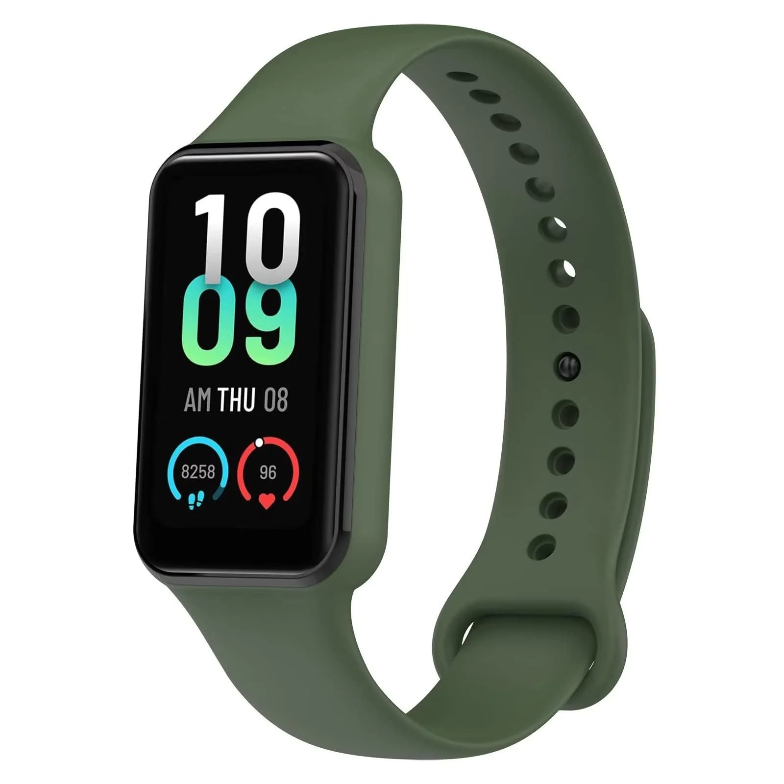 DL3 MOBILAK Sport Band Compatible With Amazfit Band 7 Fitness Tracker Replacement Strap Soft Silicone Wristband Bracelet For Amazfit Band7 - Dark Green