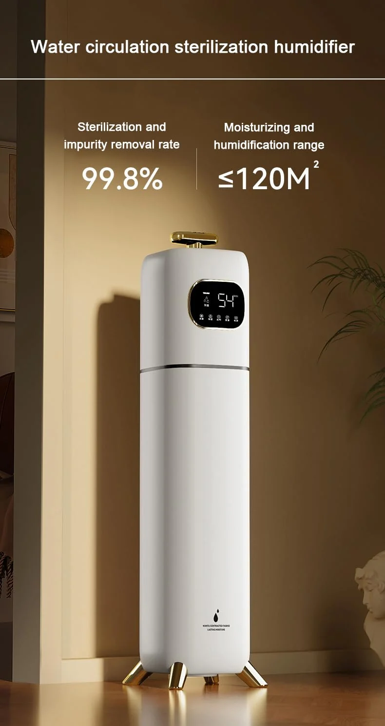 Mobigon Humidifiers for Bedroom Large Room - 8L Air Humidifier with Essential Oil Diffuser, Top Fill Cool Mist for Home Bedroom Baby Nursery Whole House Office Plant - White Gold