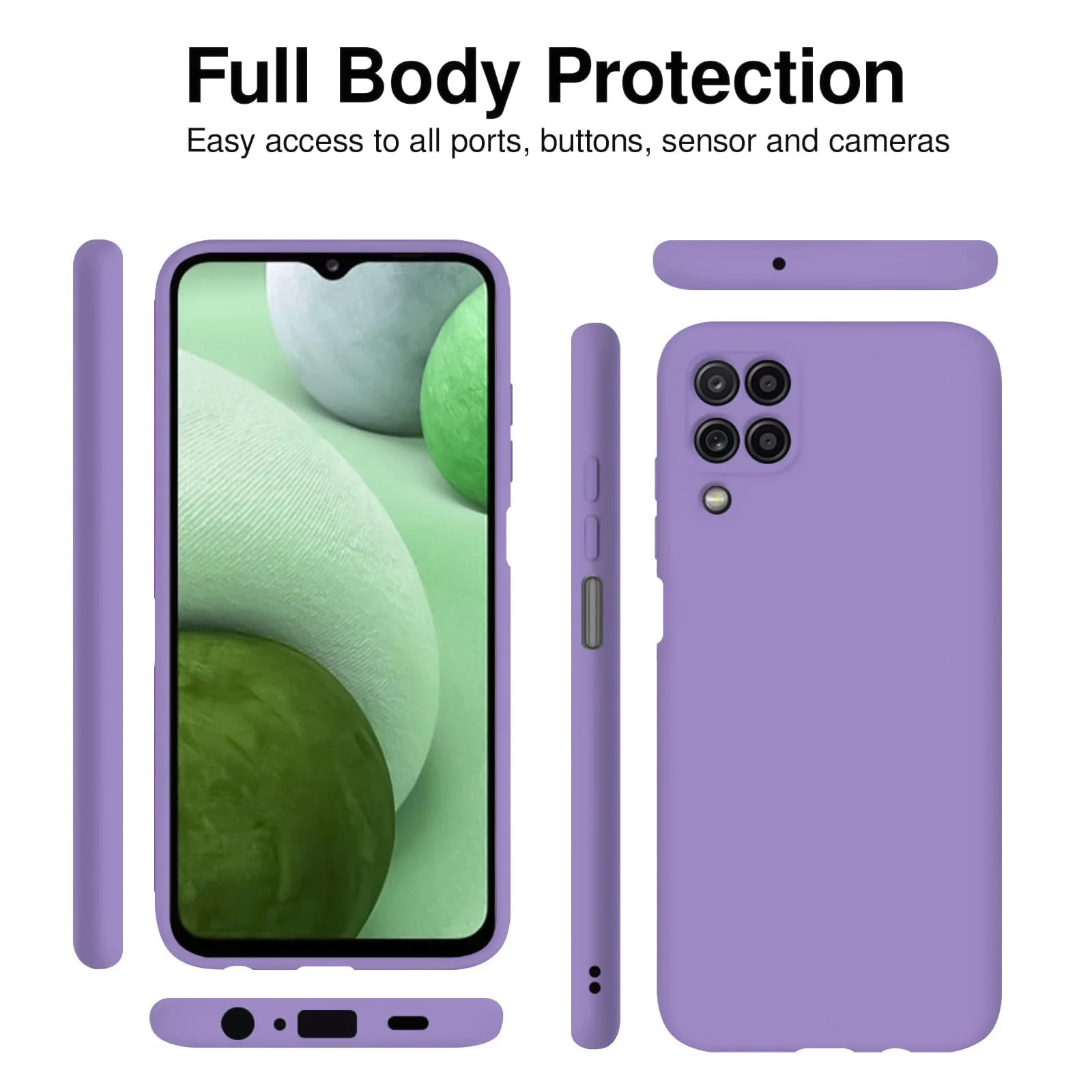DL3 Mobilak Samsung Galaxy A12 / M12 Case, Soft Flexible Silicone Gel Rubber Bumper Cover, Full Body Shockproof Protective Phone Case - Light Purple