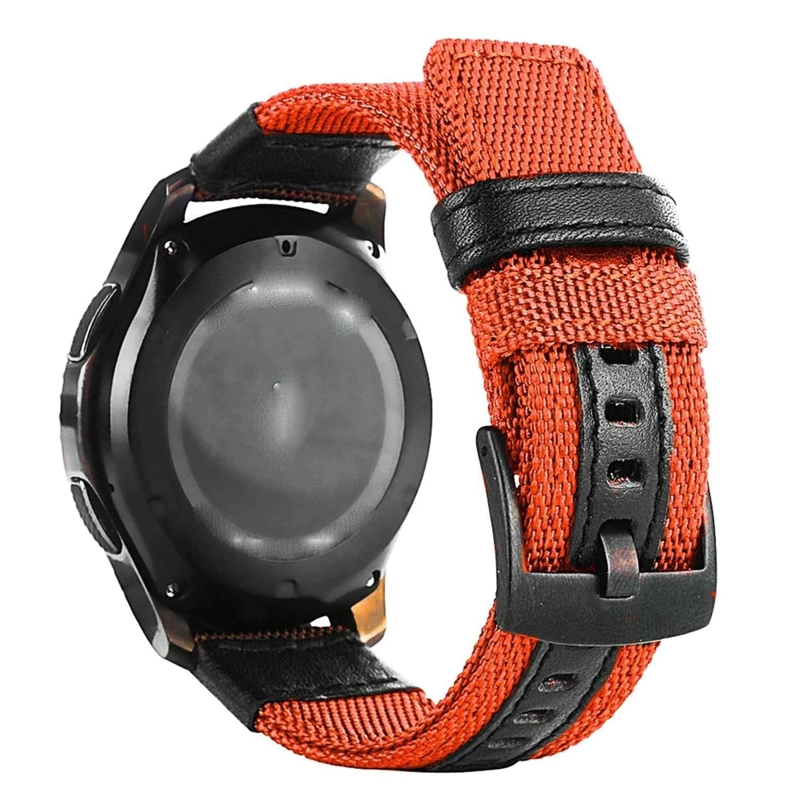 DL3 Mobilak Nylon Sports Bands With Leather 20MM Strap for Samsung Gear Sport, Watch 6, 4, 5, 5 Pro, S2 Classic, Active 2 40mm 44mm, Amazfit GTS 3, 4, 4 Mini, Bip 3 Pro, GTS2, Bp U - Orange