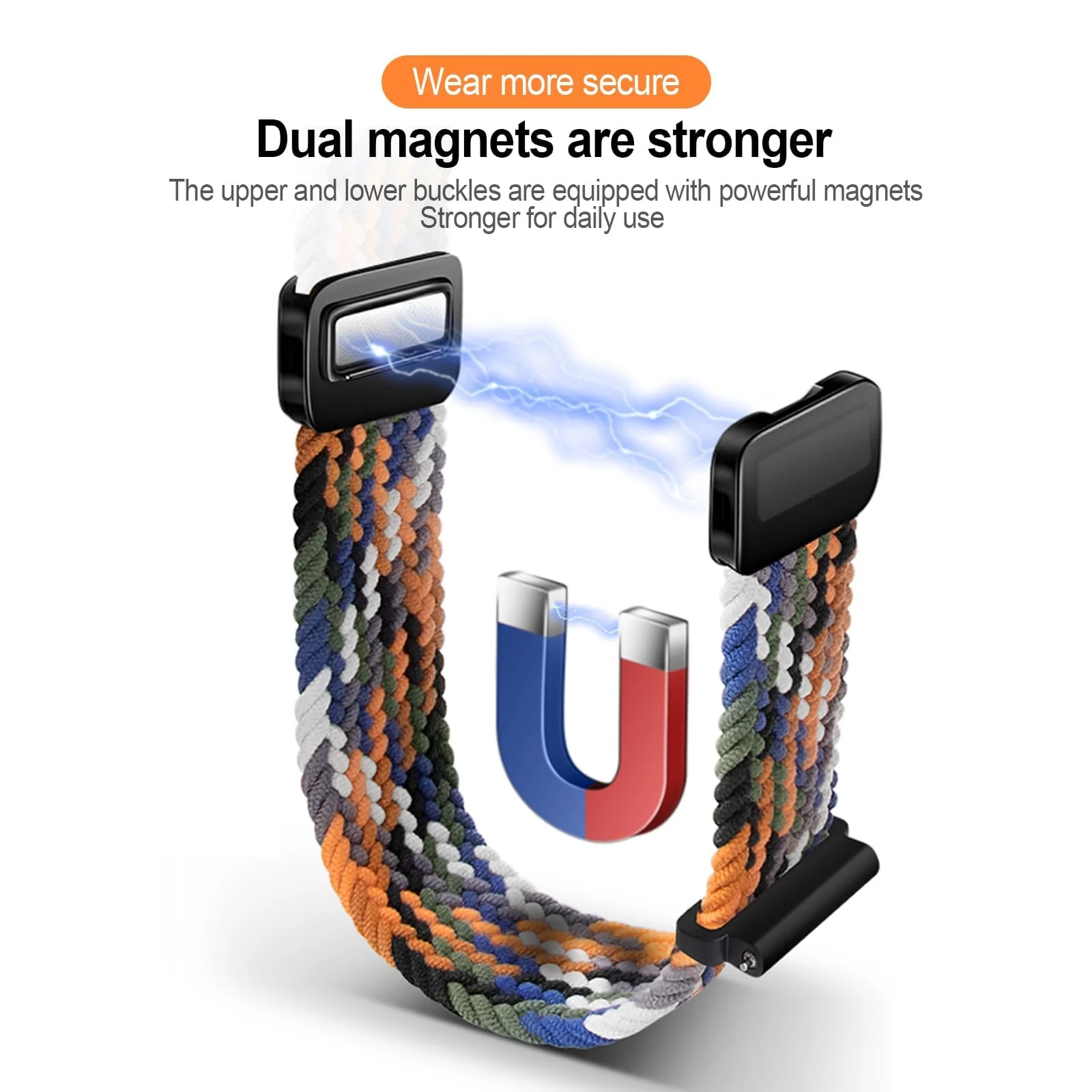 DL3 Mobilak 22mm Magnetic Band for Redmi Watch 5 Active/5 Lite/Samsung Galaxy Watch 3 45mm/Watch 46mm/Gear S3/Huawei watch GT6 GT5 46MM/GT2E/GT6 Pro/GT 5 Pro/Amazfit GTR 4/3, Stretchy Braided Nylon Sport Strap - A-blue