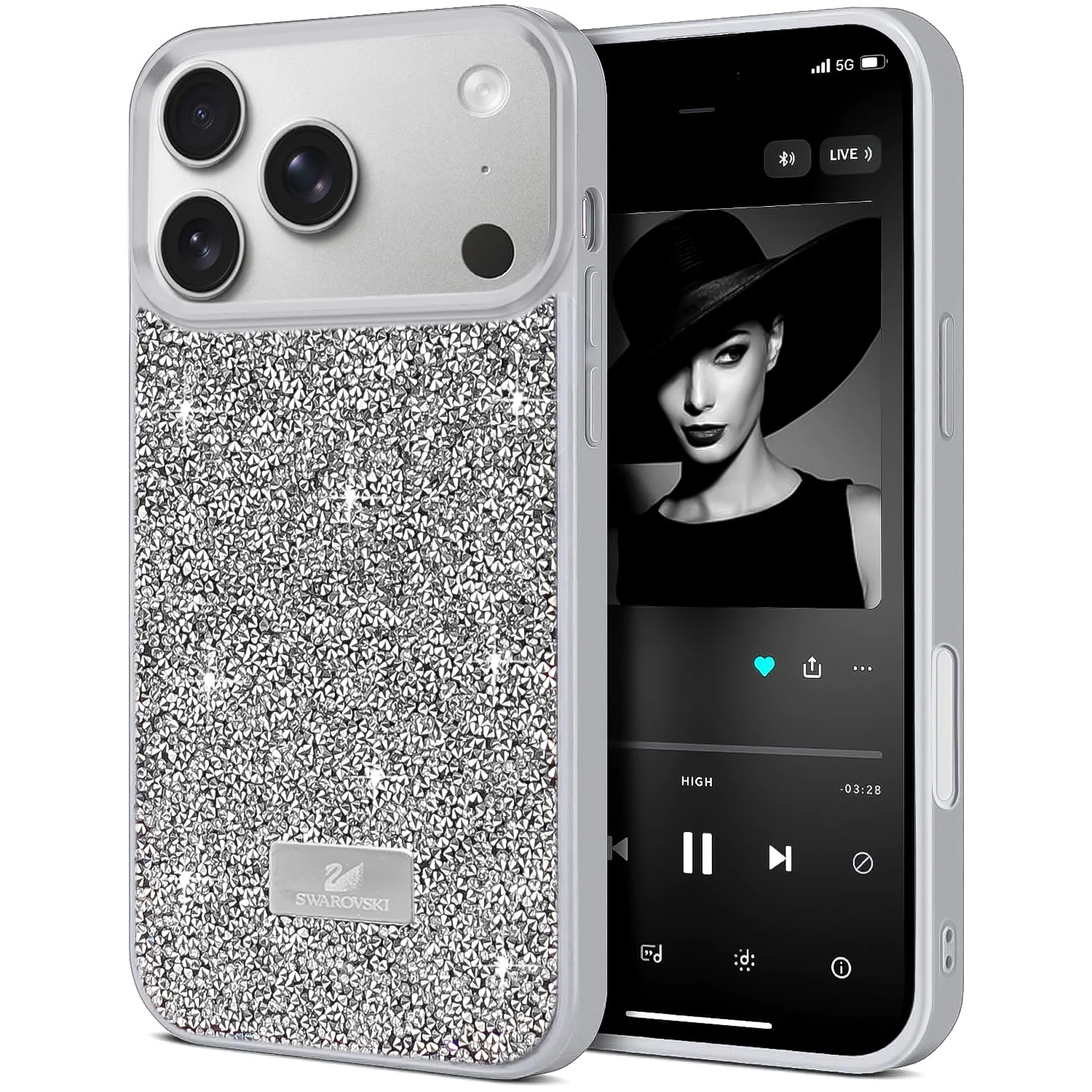 DL3 Mobilak Glitter Protective Case for iPhone 17 Pro Max 6.9-Inch, Supports wireless charging, Shock-absorbing protection, Scratch-resistant surface - Silver 3