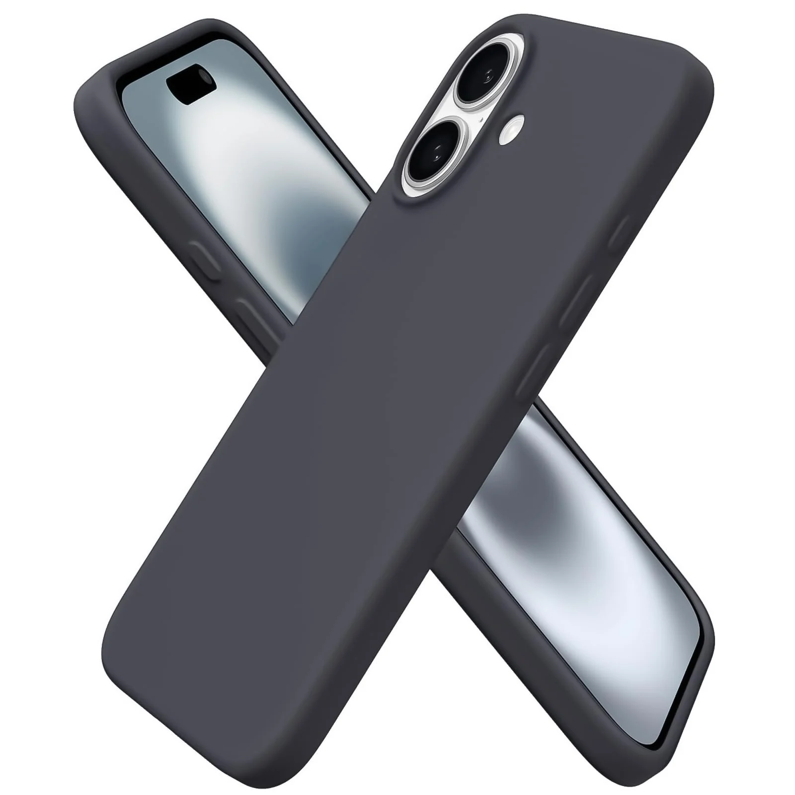 DL3 Mobilak Liquid Silicone Protective Case with Soft Microfiber Lining for iPhone 16 - Dark Gray