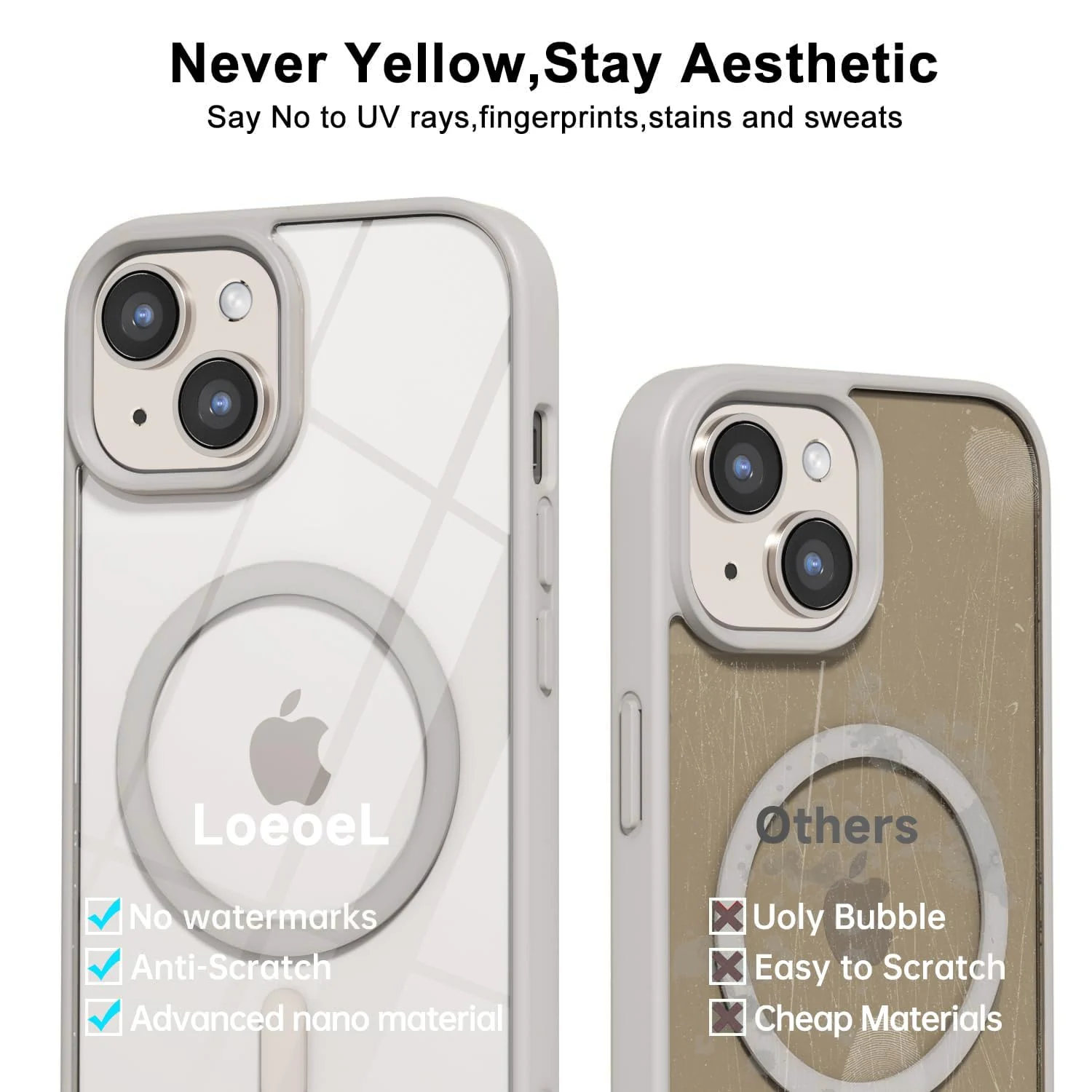 DL3 Mobilak Clear MagSafe-Compatible Magnetic Case for iPhone 15 with Magnetic Car-Mount Support and Military-Grade Protection - Titanium