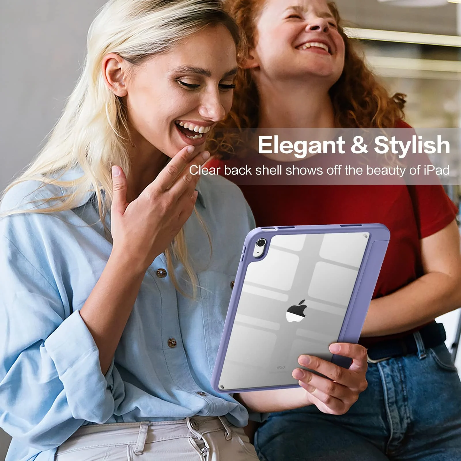 DL3 Mobilak Case Compatible with iPad (A16) 11th Generation 11 Inch (2025), iPad 10th Generation 10.9 Inch (2022), Clear Shockproof Back Cover Built-in Pencil Holder, Auto Sleep/Wake - Lavender