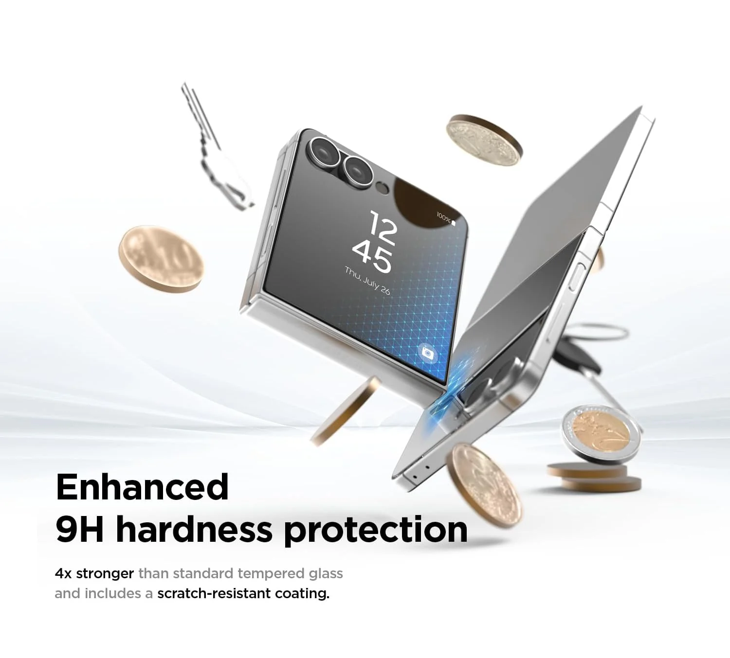 DL3 Mobilak Front Screen Protector for Samsung Galaxy Z Flip 7 2025, Tempered Glass Film with Easy Installation, Compatible with Cover, HD - Clear