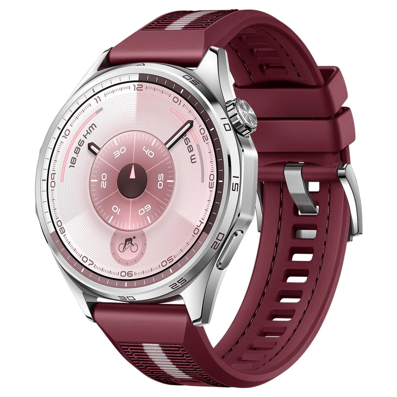 DL3 Mobilak Rubber Strap 22mm Watch Strap Compatible with Huawei Watch GT5/GT6 strap 46mm Nylon Silicone Band for GT3 46mm/GT4/GT 3 Pro/GT 2 Pro/GT 2e/Ultimate Quick Release Watchband - Wine Red
