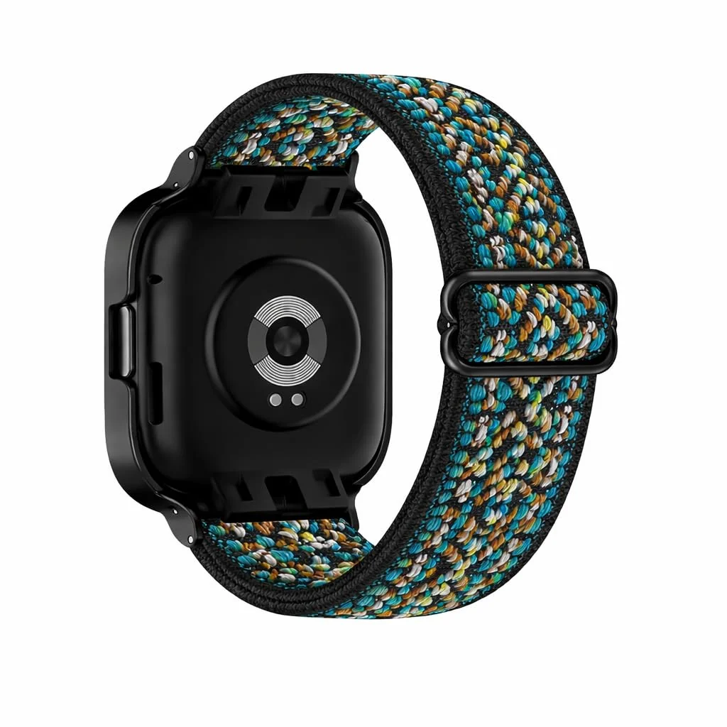DL3 Mobilak Nylon Strap For Xiaomi Redmi Watch 3 Active/Redmi Watch 3 Lite, Soft Elastic Nylon Straps, Adjustable Stretchy Sports Replacement Bracelets Wristbands for Women Men - Embroidery Blue