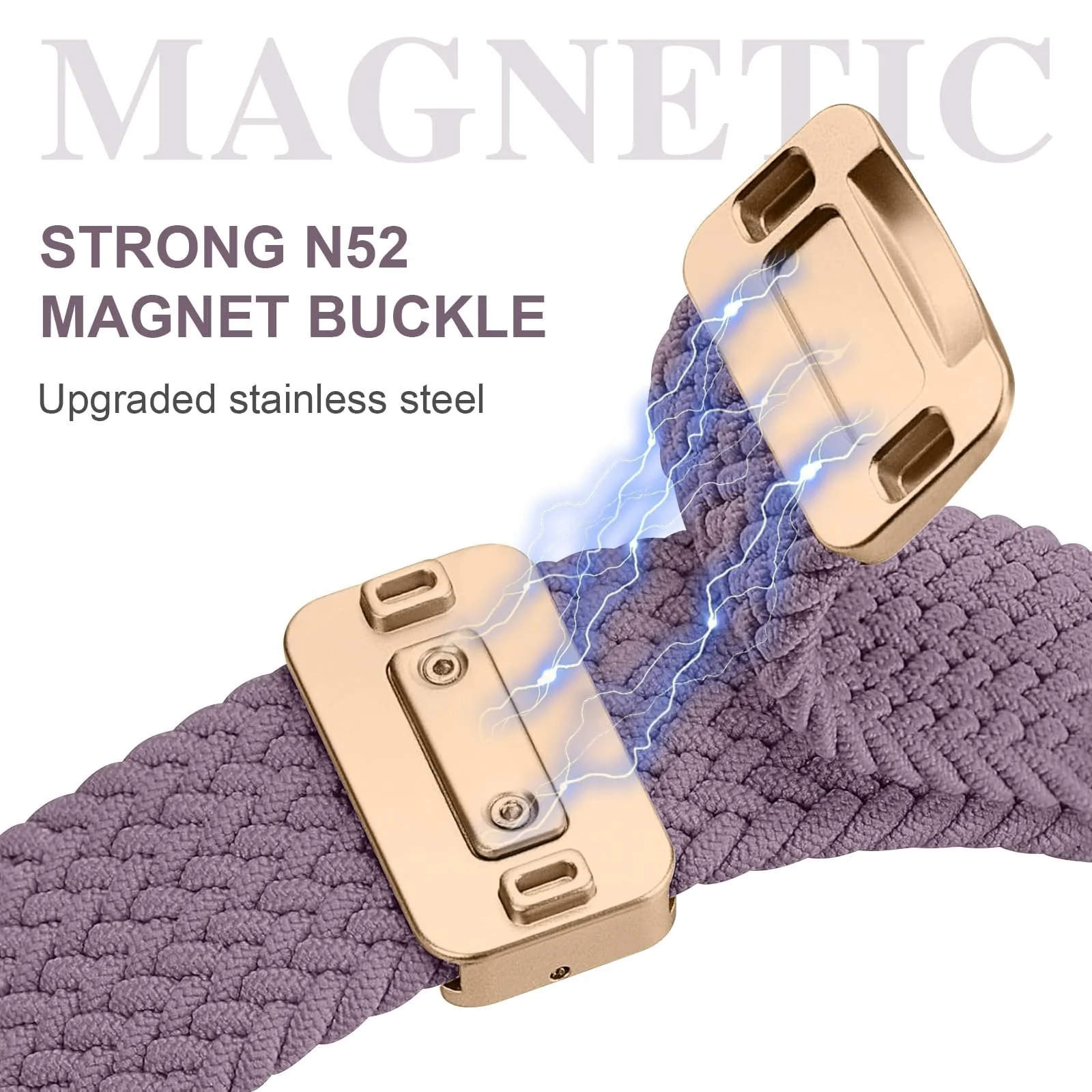 DL3 Mobilak Sport Solo Loop Compatible with Apple Watch Band 42mm 44mm 45mm 46mm 49mm for Women Men, Magnetic Strap Stretchy Braided Wristband for iWatch Series 11 10 9 8 7 6 5 4 3 Ultra 3 2 1 SE SE2 - Smoke Purple