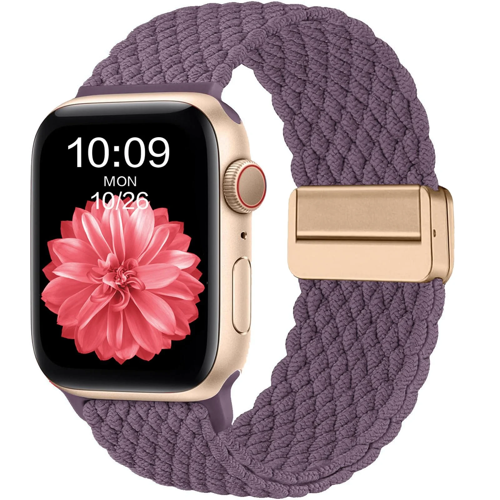 DL3 Mobilak Sport Solo Loop Compatible with Apple Watch Band 42mm 44mm 45mm 46mm 49mm for Women Men, Magnetic Strap Stretchy Braided Wristband for iWatch Series 11 10 9 8 7 6 5 4 3 Ultra 3 2 1 SE SE2 - Smoke Purple