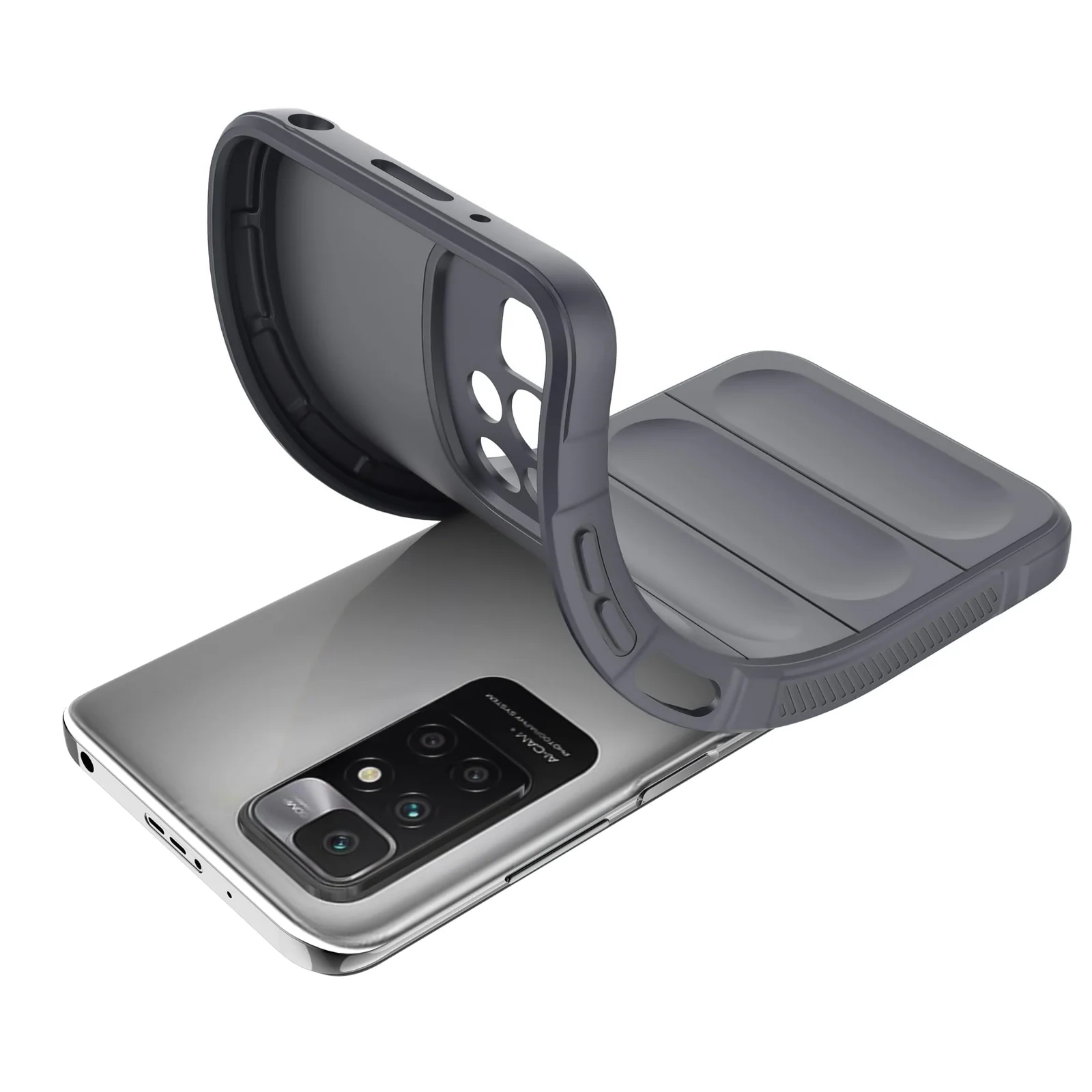 DL3 Mobilak Flexible Silicone and TPU Protective Case with Camera Protection for Xiaomi Redmi 10 4G / Redmi 10 2022 - Dark Gray