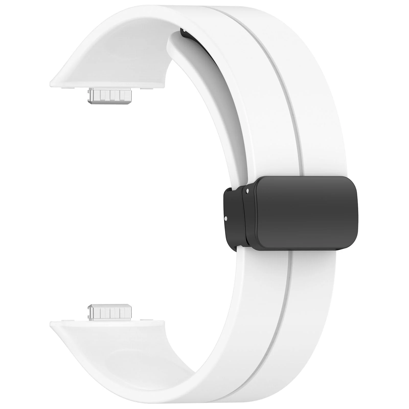 DL3 Mobilak Silicone Strap Compatible with Huawei Watch Fit 3/Watch Fit 4 Pro/Fit 4 Magnetic Metal Stainless Buckle Sport Silicone Strap, Band Quick Release Soft Replacment Wristband - White