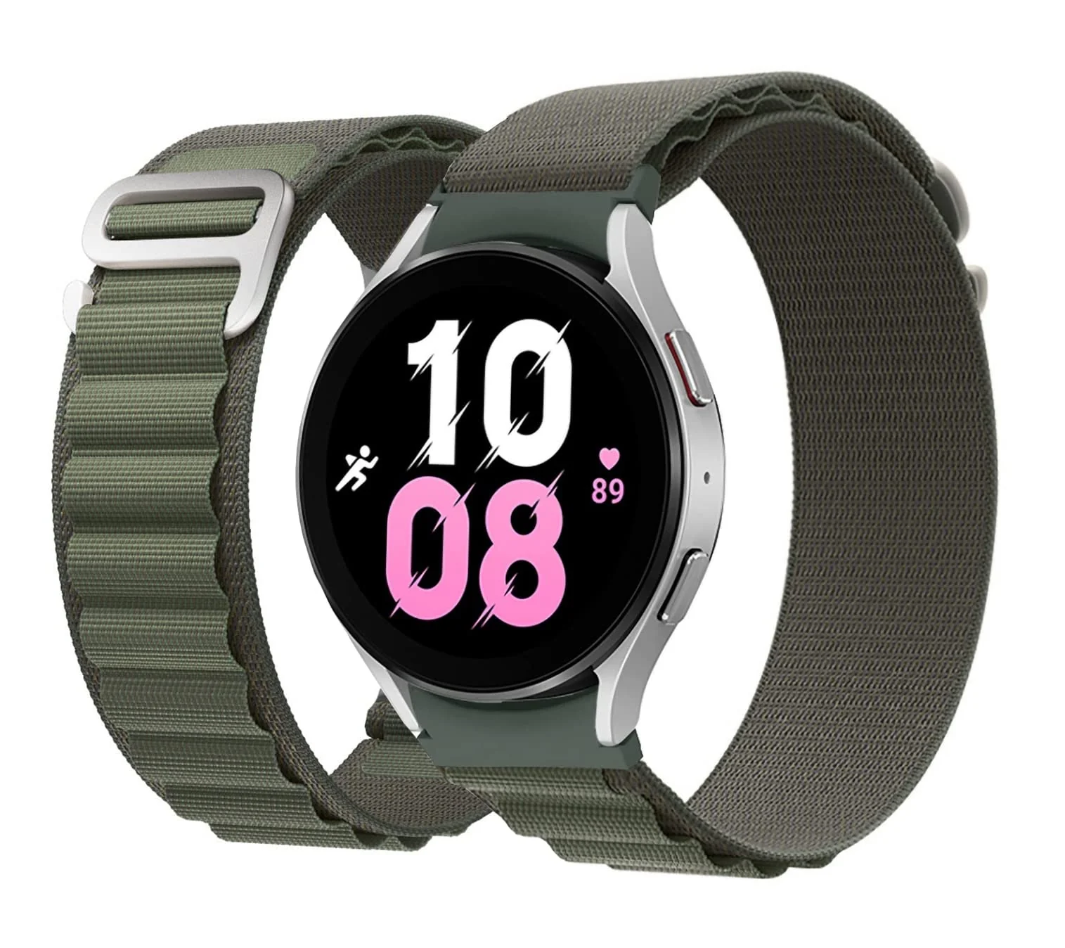 DL3 Mobilak Alpine Loop Bands Sport Nylon 20MM For Samsung Galaxy Watch 7 6 5 4 40mm 44mm/5 Pro 45mm/S2 classic/active 2 40mm 44mm/Amazfi GTS 2/2e/GTS 3/3 Pro/GTS 4/GTS 2 Mini/3 Mini/4 Mini/Bip 3 Pro - Green
