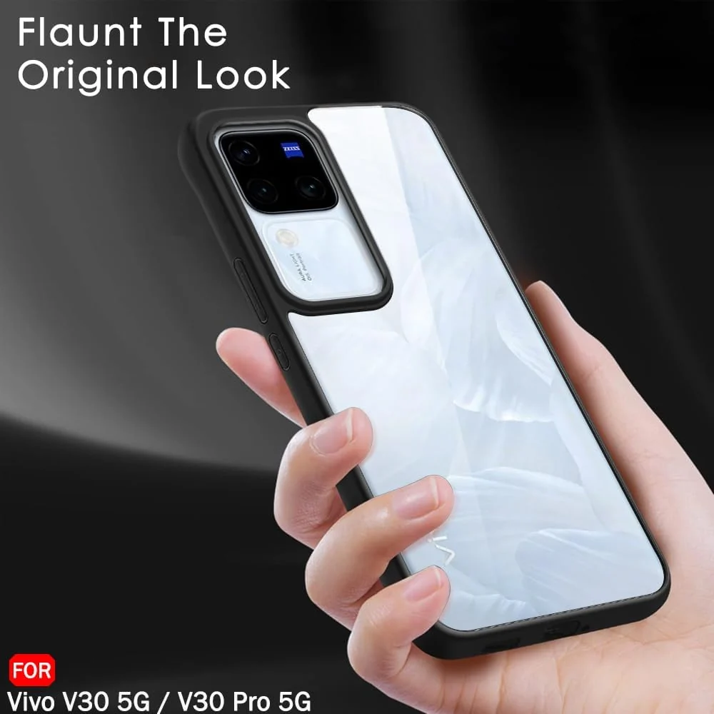 DL3 Mobilak Clear TPU Case for vivo V30 / V30 Pro 5G, Camera protection, Shock-absorbing protection, Scratch-resistant surface - Black