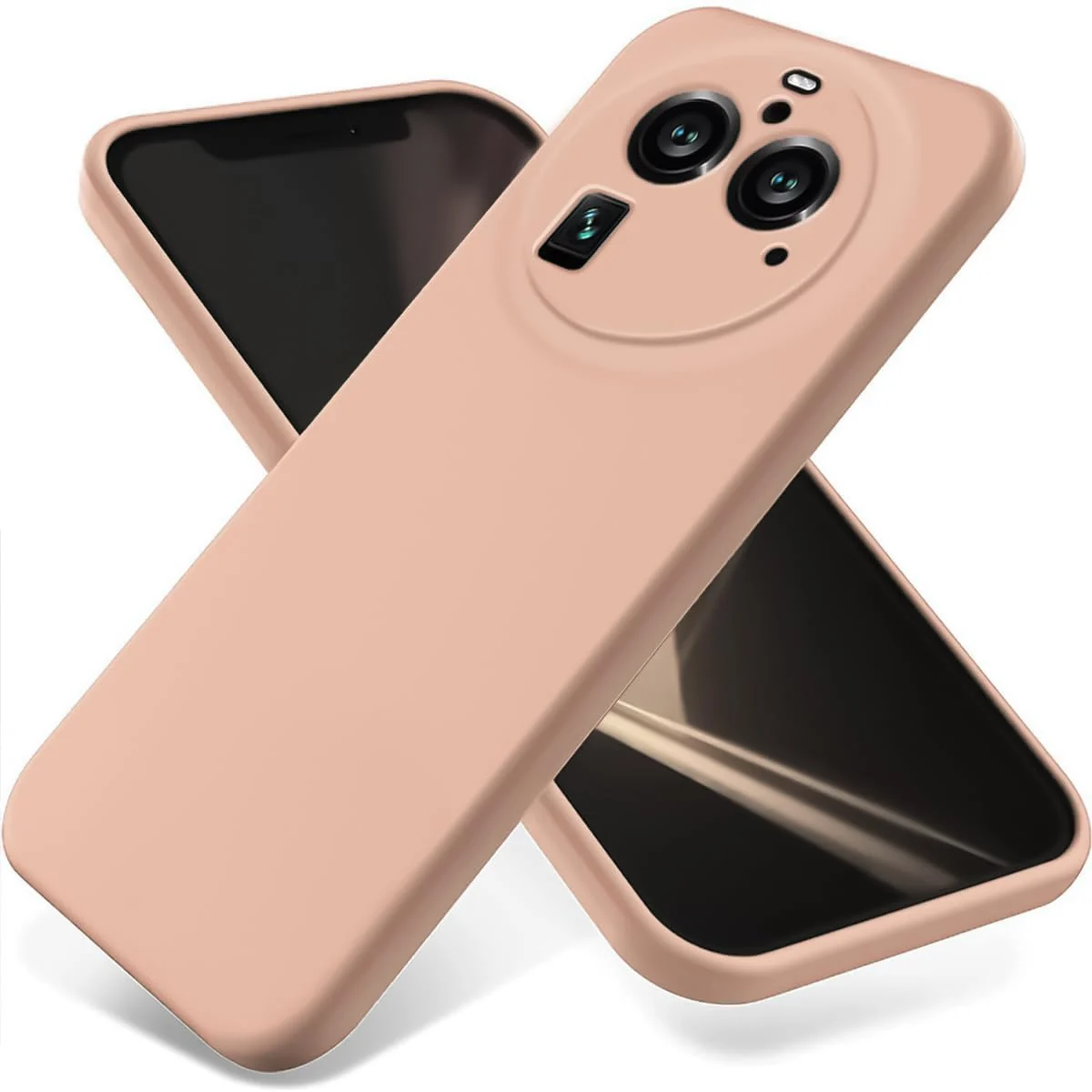 DL3 Mobilak Liquid Silicone Protective Case with Soft Microfiber Lining with Full Camera Protection for OPPO Find X6 Pro - Light Orange