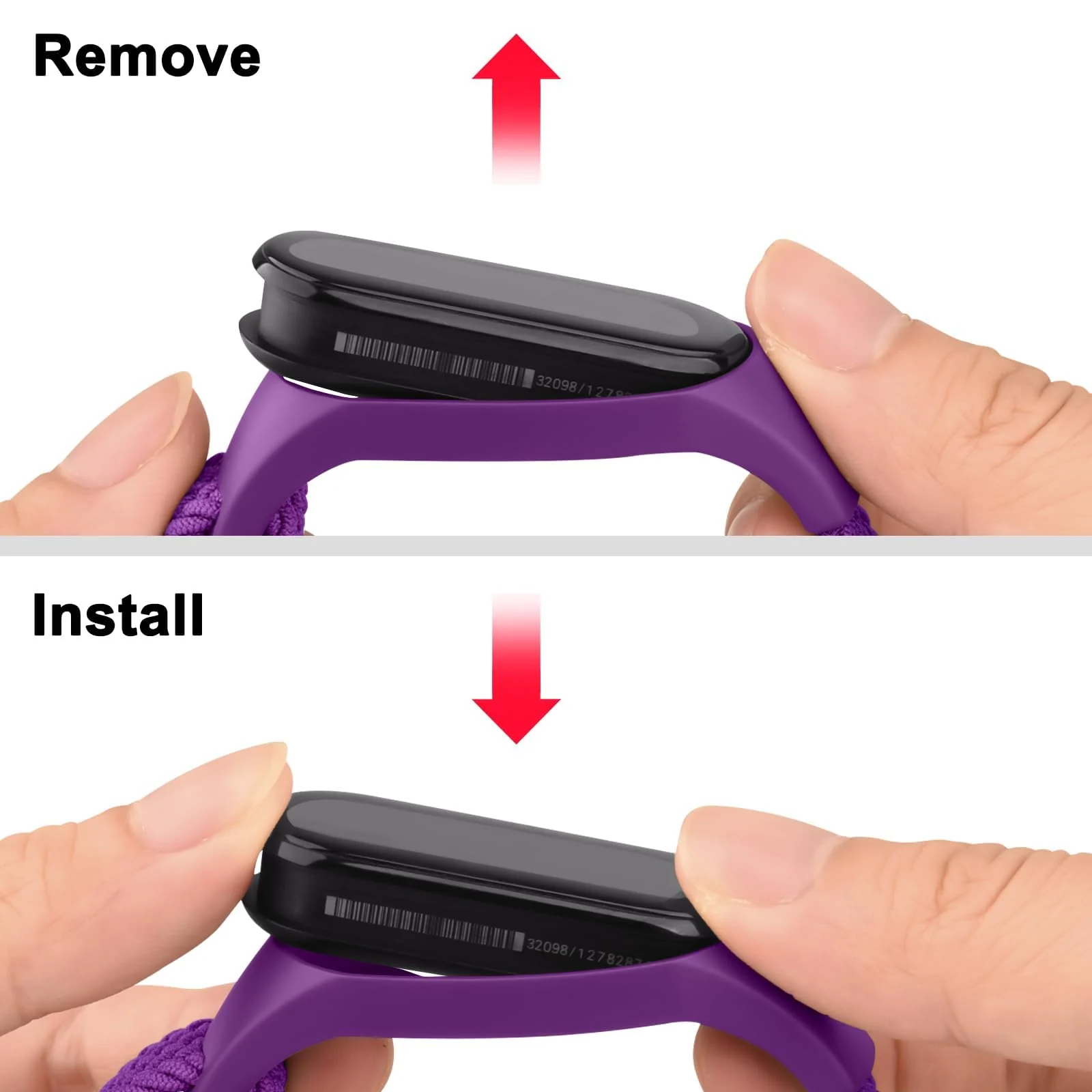 DL3 Mobilak Nylon Wristband Compatible for Xiaomi Mi Band 7/Mi Band 6/Mi Band 5/Mi Band 4/Mi Band 3, Adjustable Braided Elastic Solo Loop for Mi Band 7 6 5 4 3, Sport Strap Smart Watch Accessories - Purple
