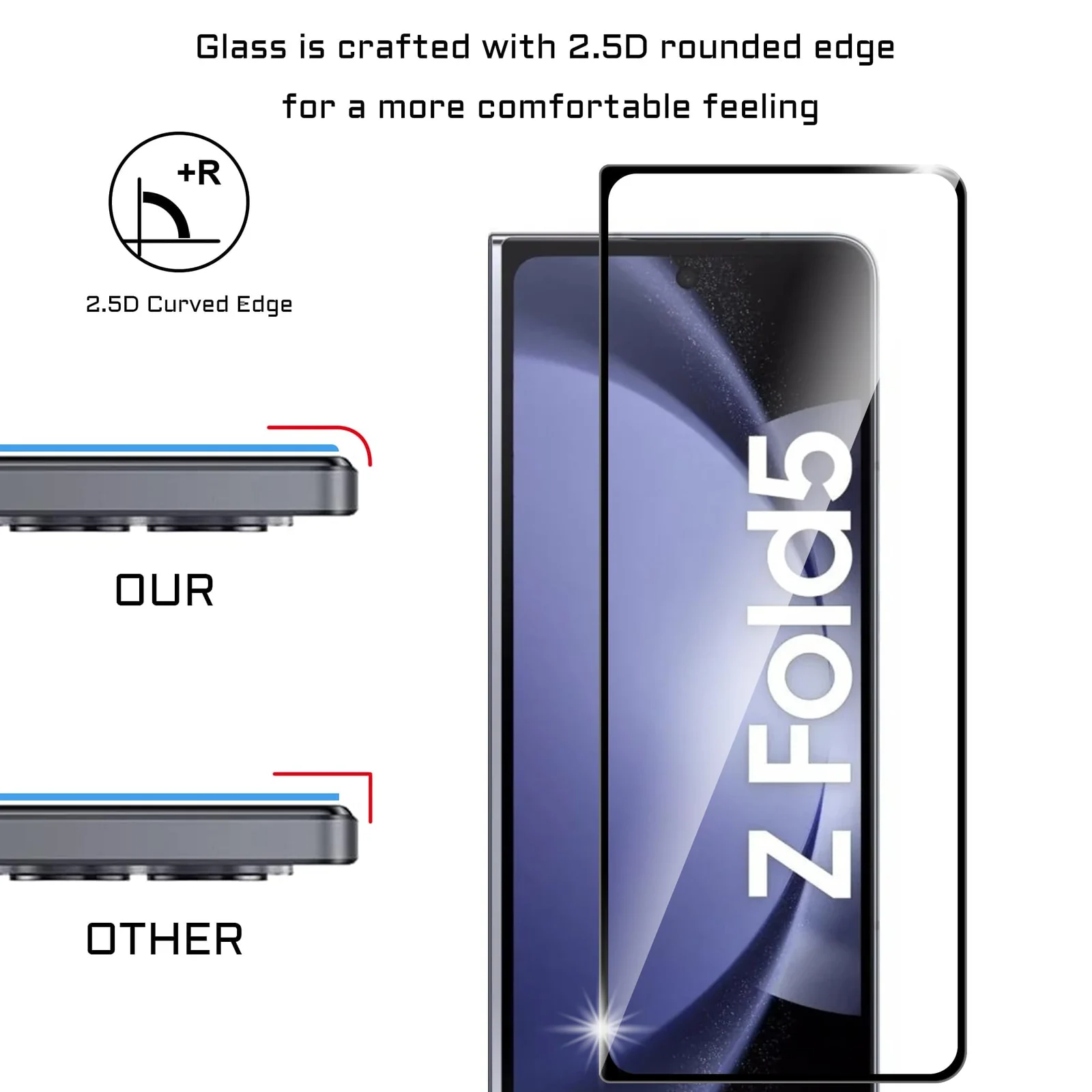 DL3 Mobilak Screen Protector for Samsung Galaxy Z Fold 5, Tempered Glass Screen Saver Premium HD Protective, Scratch Resistant, NO-Bubble, 9H Hardness, Full Coverage Film - Clear