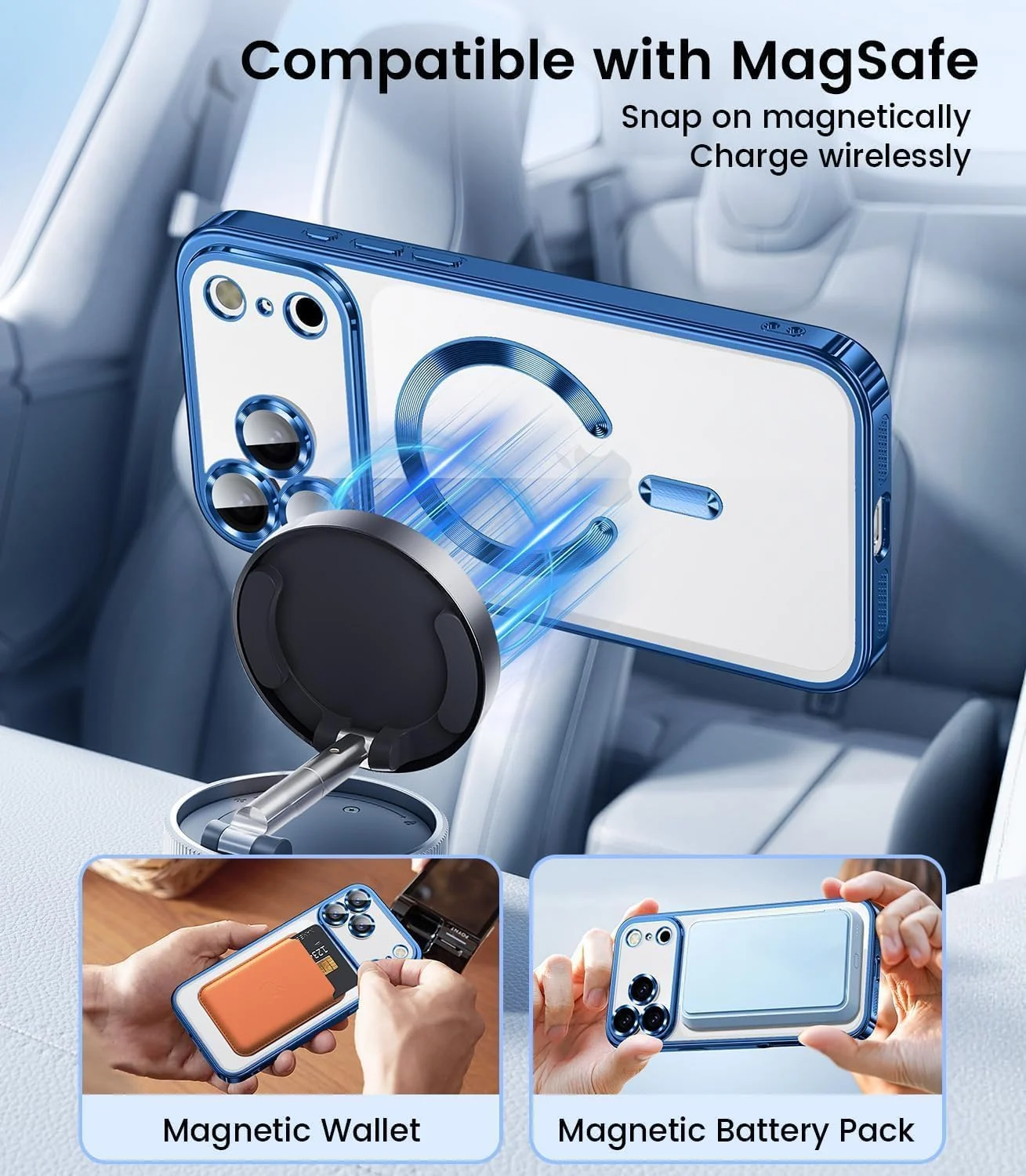 DL3 Mobilak Plated-Edge Protective Case for iPhone 17 Pro, Compatible with MagSafe accessories, Supports wireless charging, Camera protection - Sierra Blue